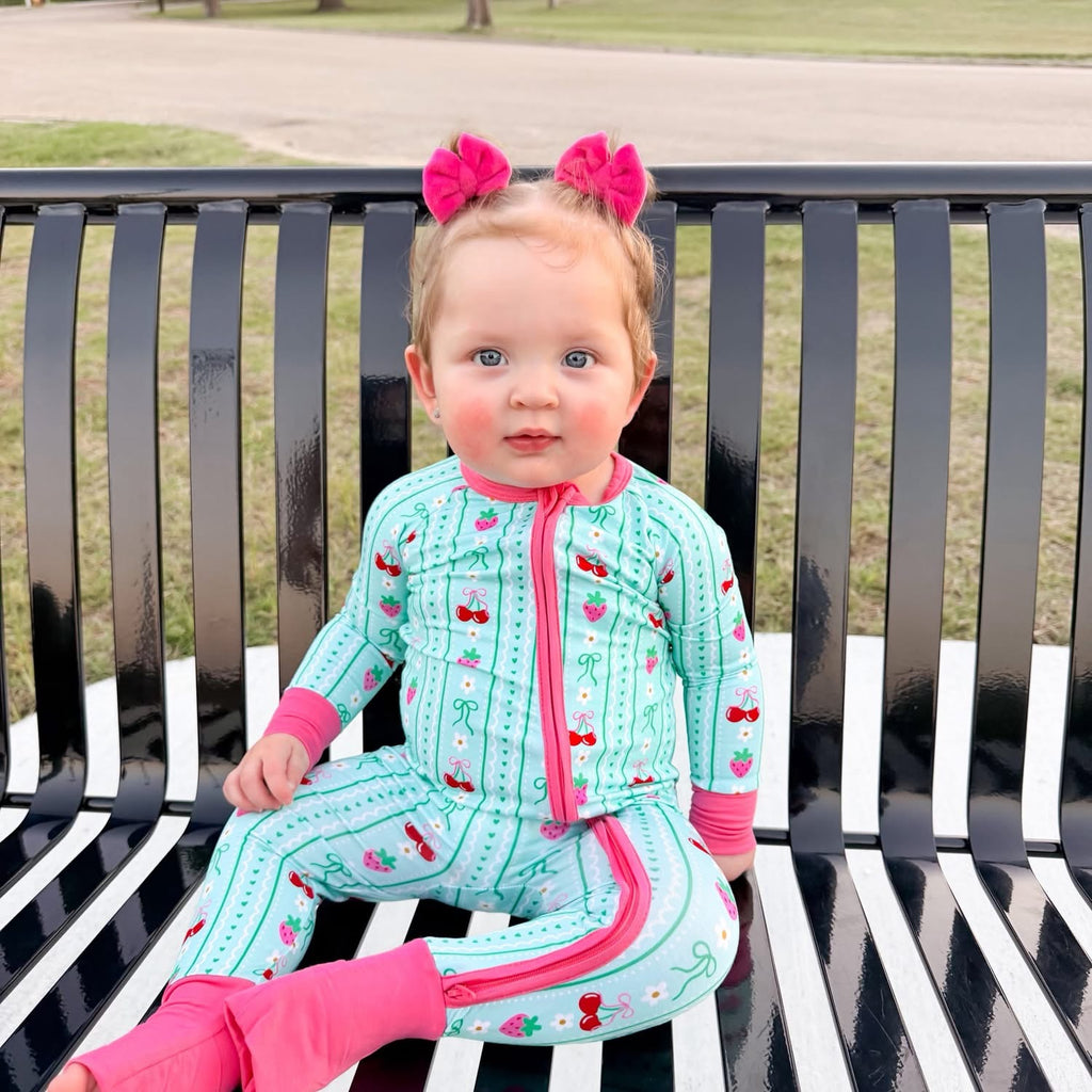 Berry Sweet Bows Double Zippy Romper