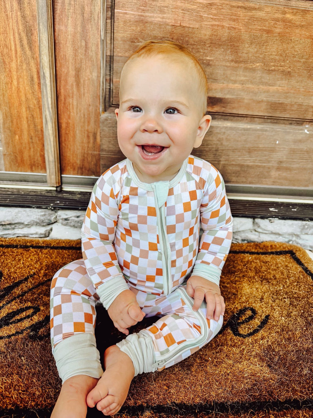 Harvest Checks Double Zippy Romper