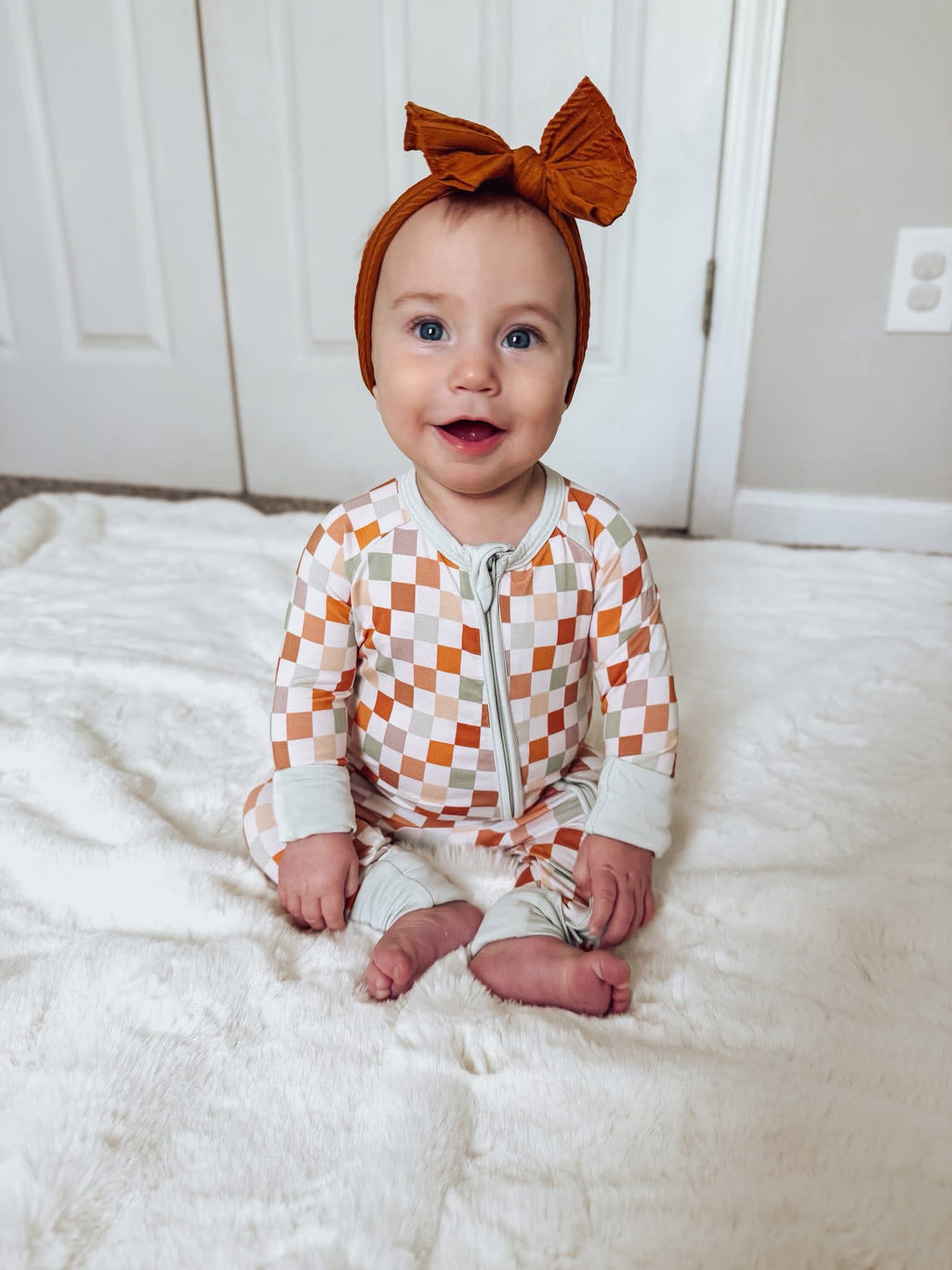 Harvest Checks Double Zippy Romper