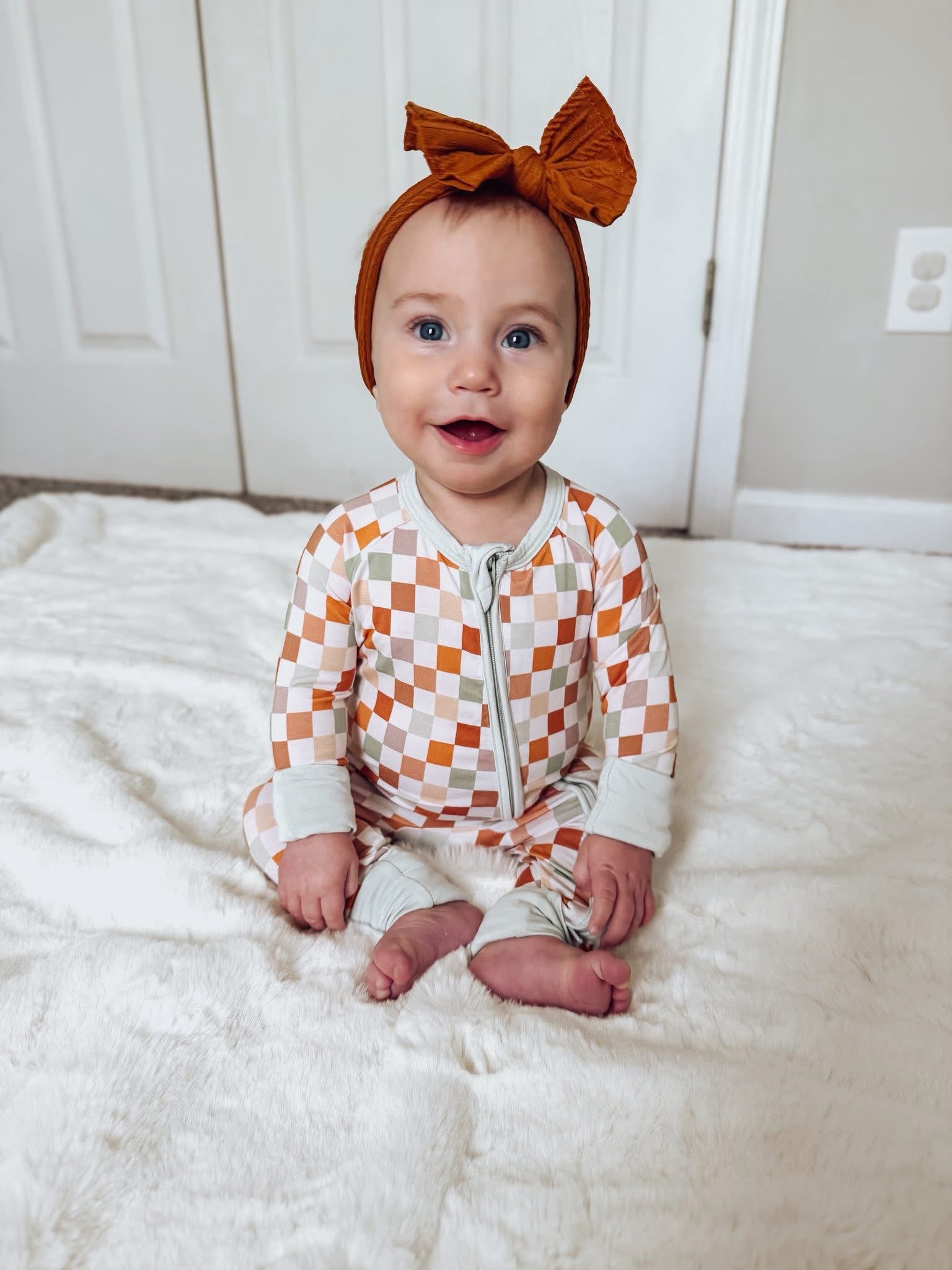 Harvest Checks Double Zippy Romper