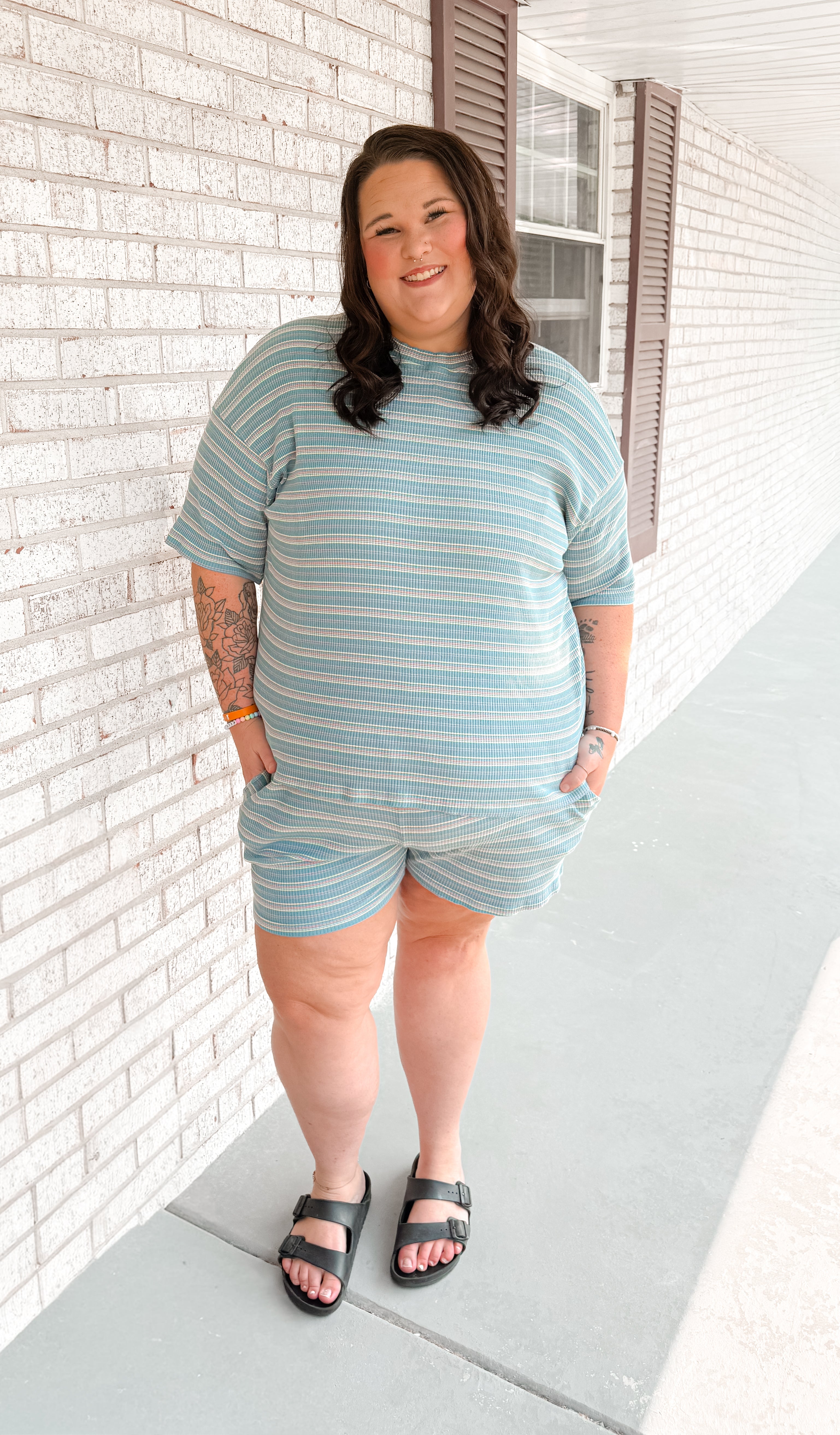 Harbor Haze Womens Ribbed short set