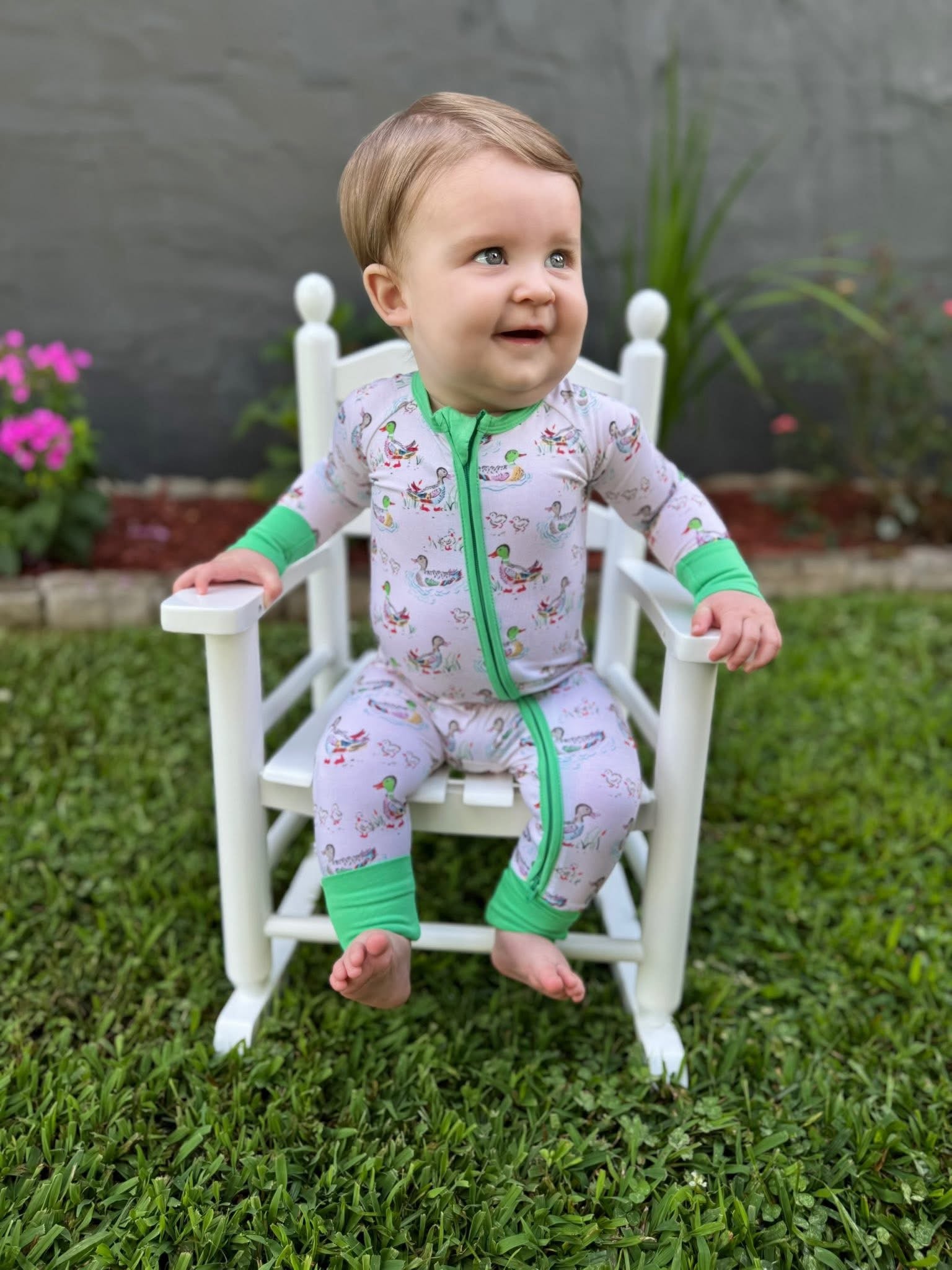 Watercolor Ducks Double Zippy Romper