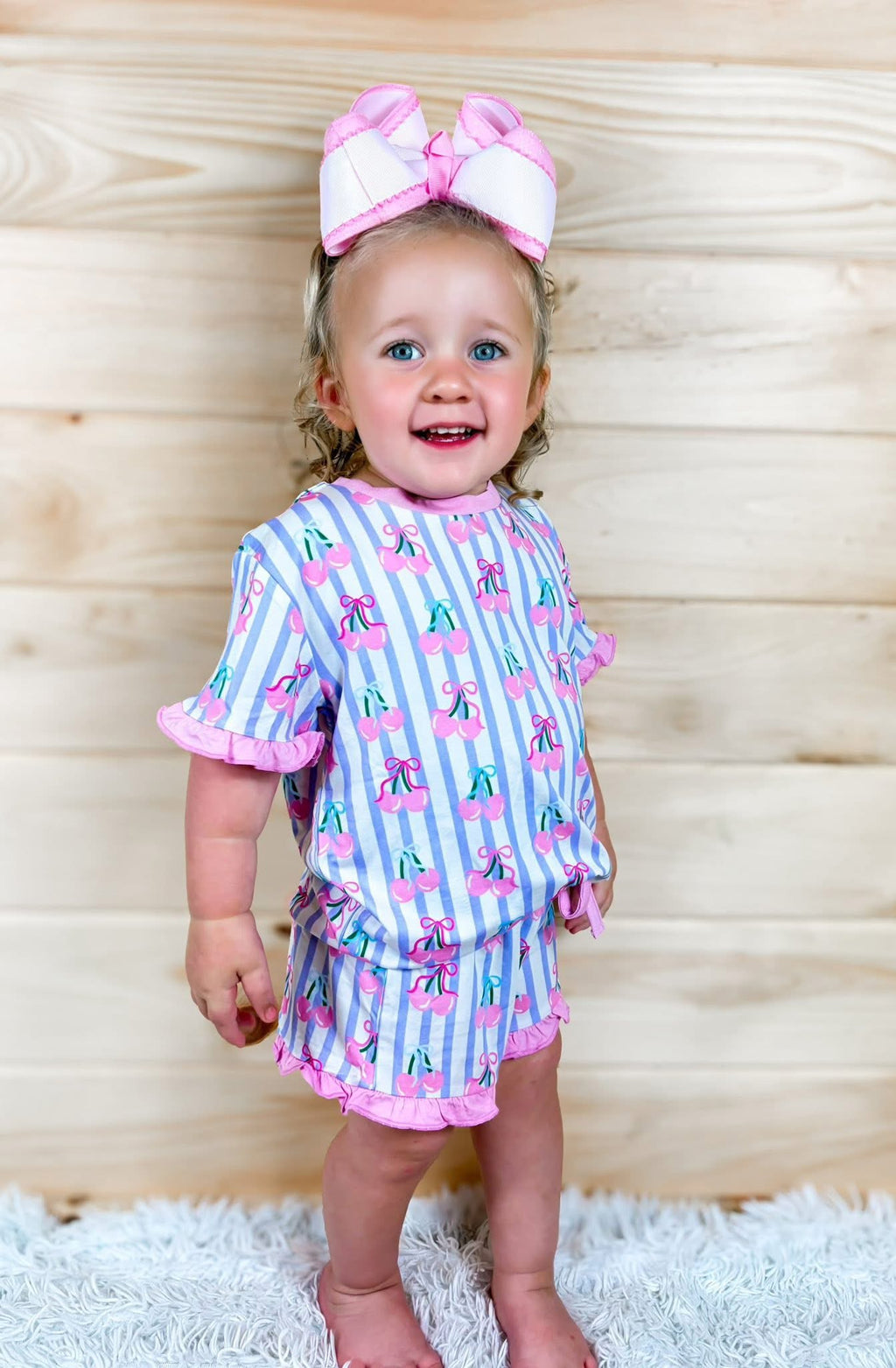 Coquette Cherries Kids Ruffle Short Set