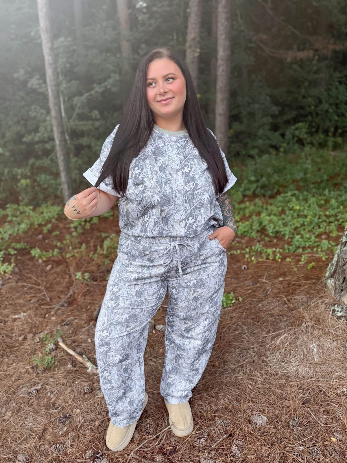 Snow Camo Womens Barrel Pant Set