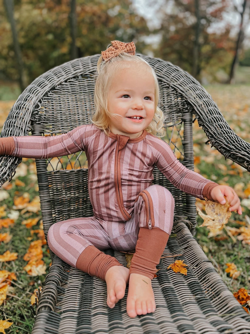Espresso Stripes Double Zippy Romper