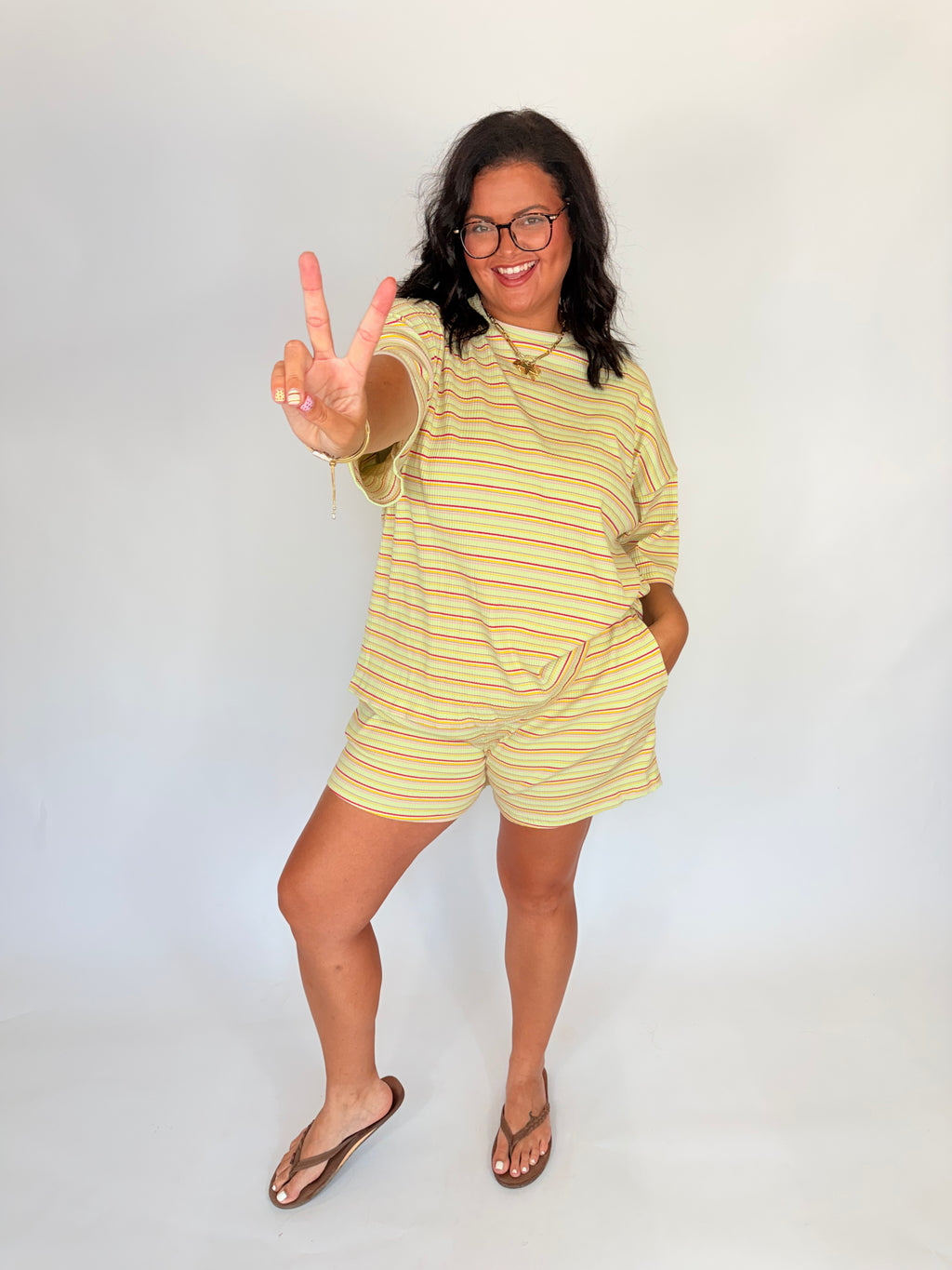 Golden Hour Womens Ribbed knit short set