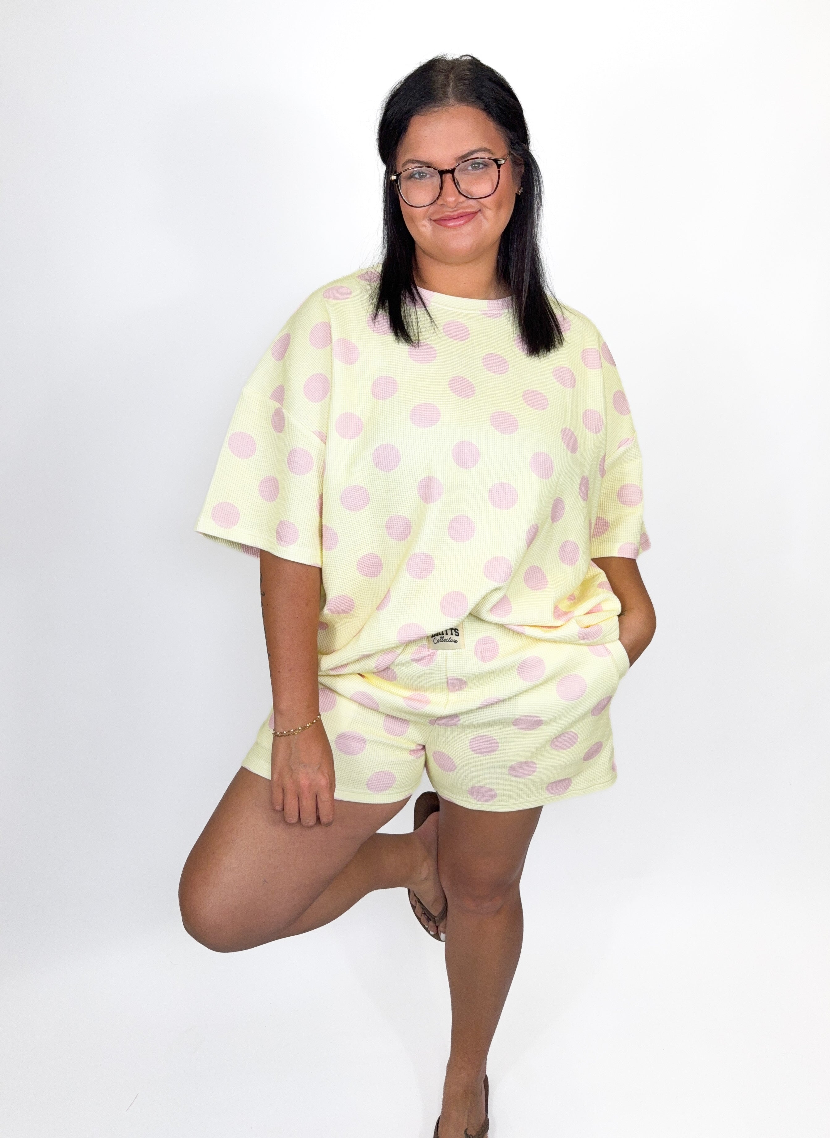 Banana Split Waffle Knit Short Set