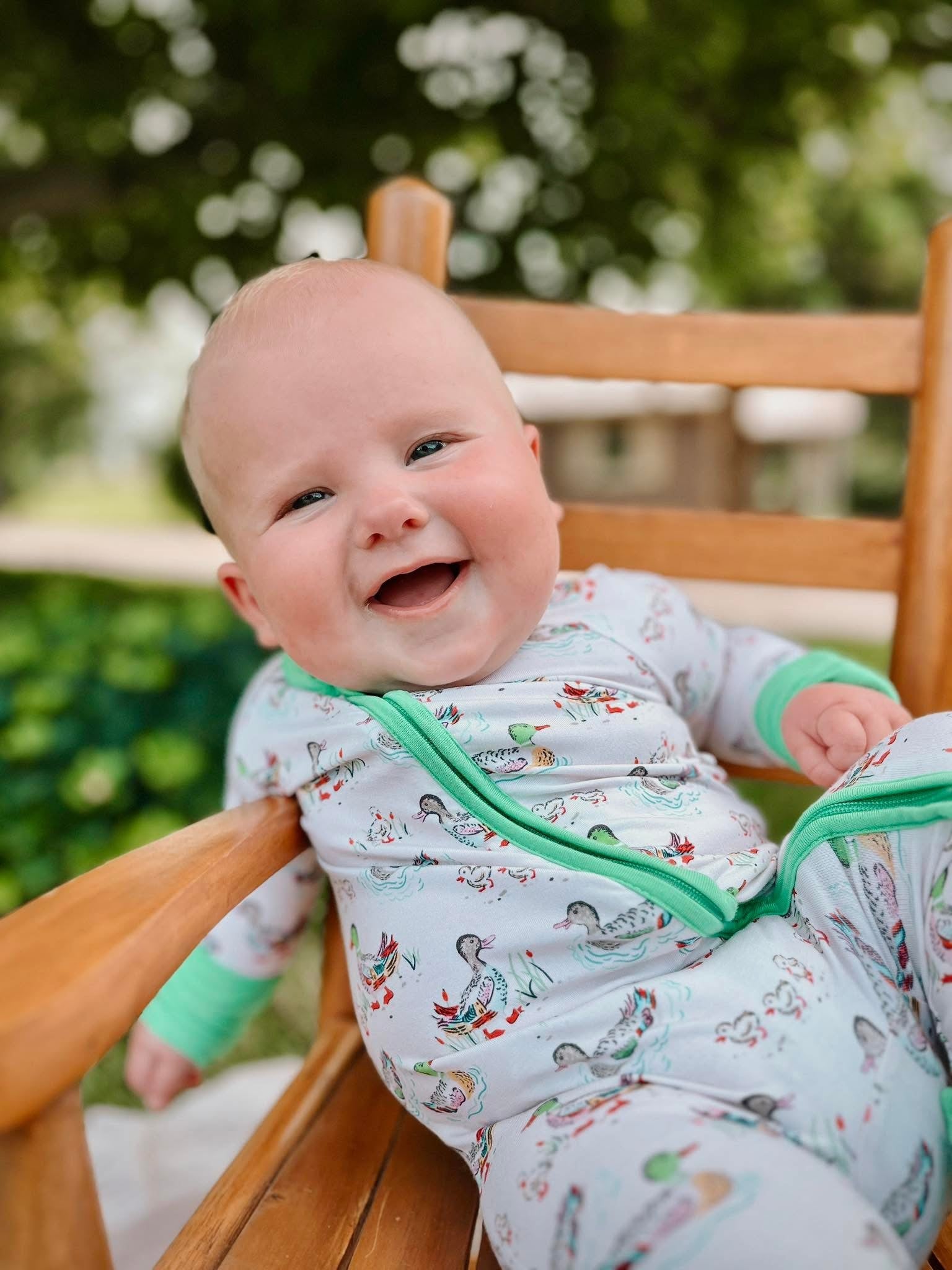 Watercolor Ducks Double Zippy Romper