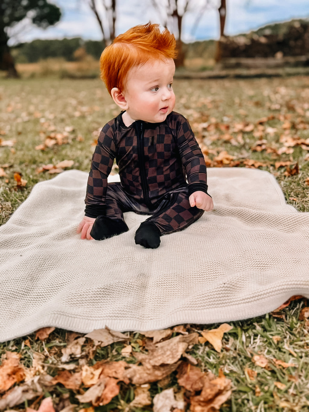 Mocha Waves Double Zippy Romper