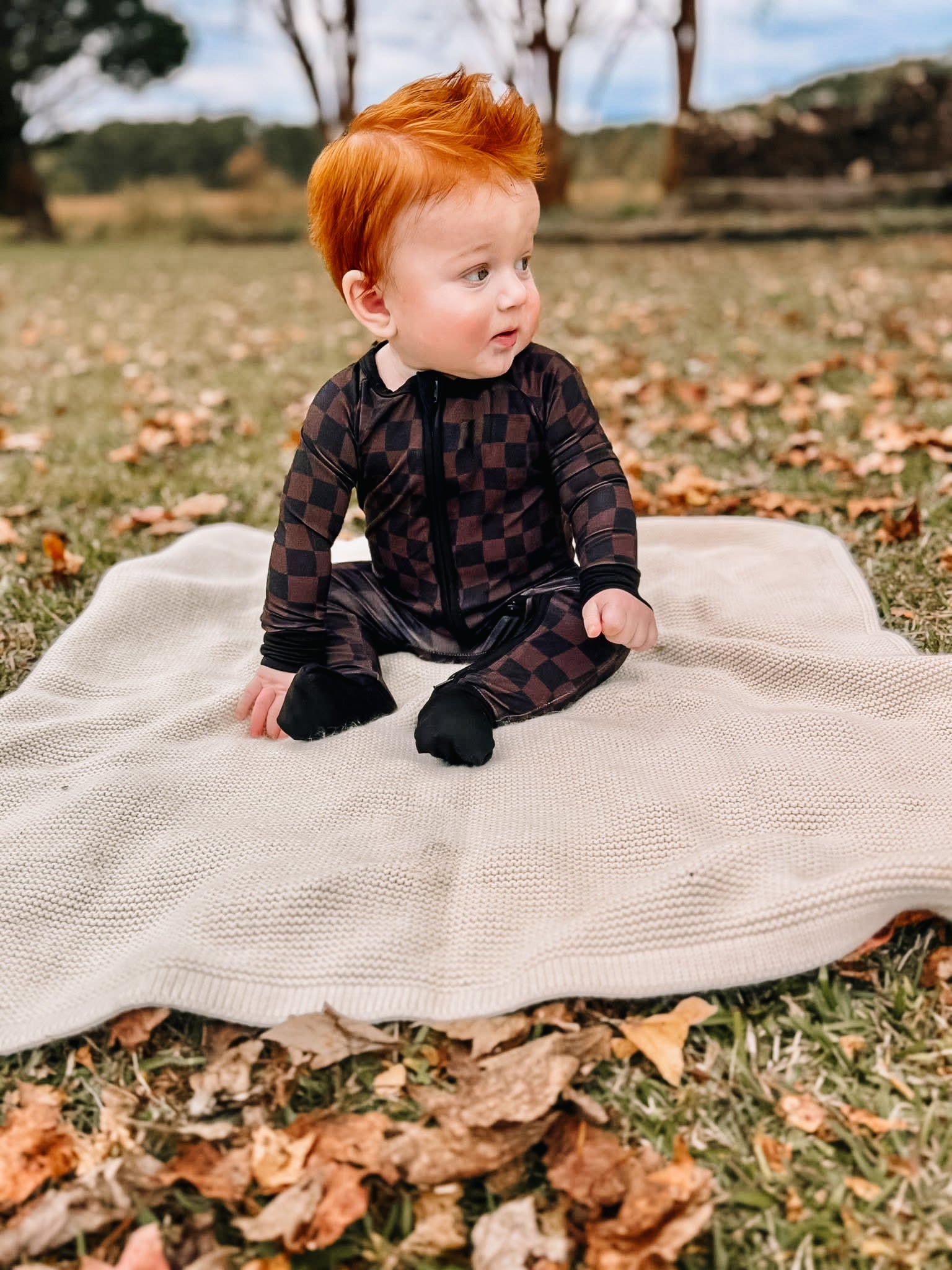 Mocha Waves Double Zippy Romper