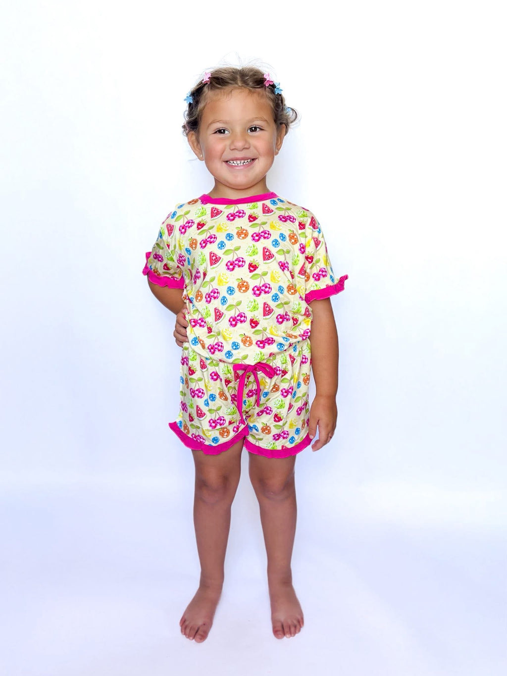 Disco Fruit Kids Ruffle Short Set