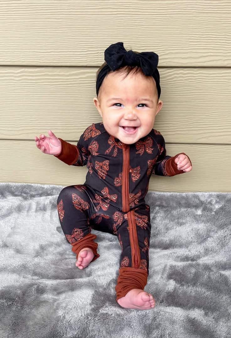 Cheetah Bows Double Zippy Romper