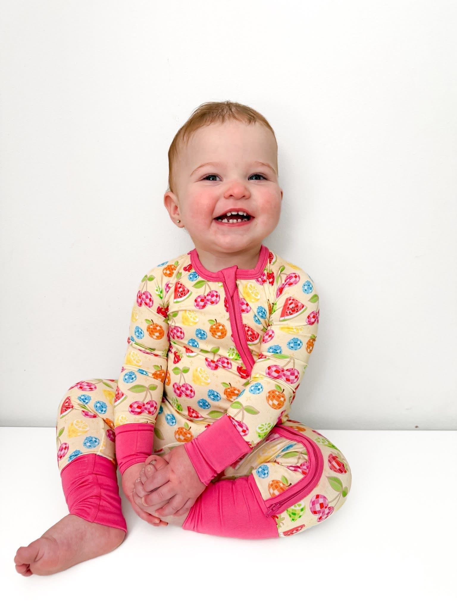 Disco Fruit Double Zippy Romper
