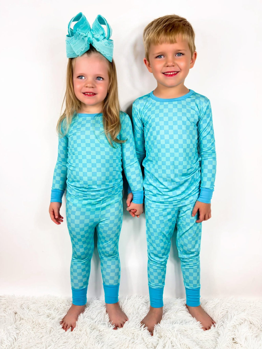 Blue Checkered Two Piece Set