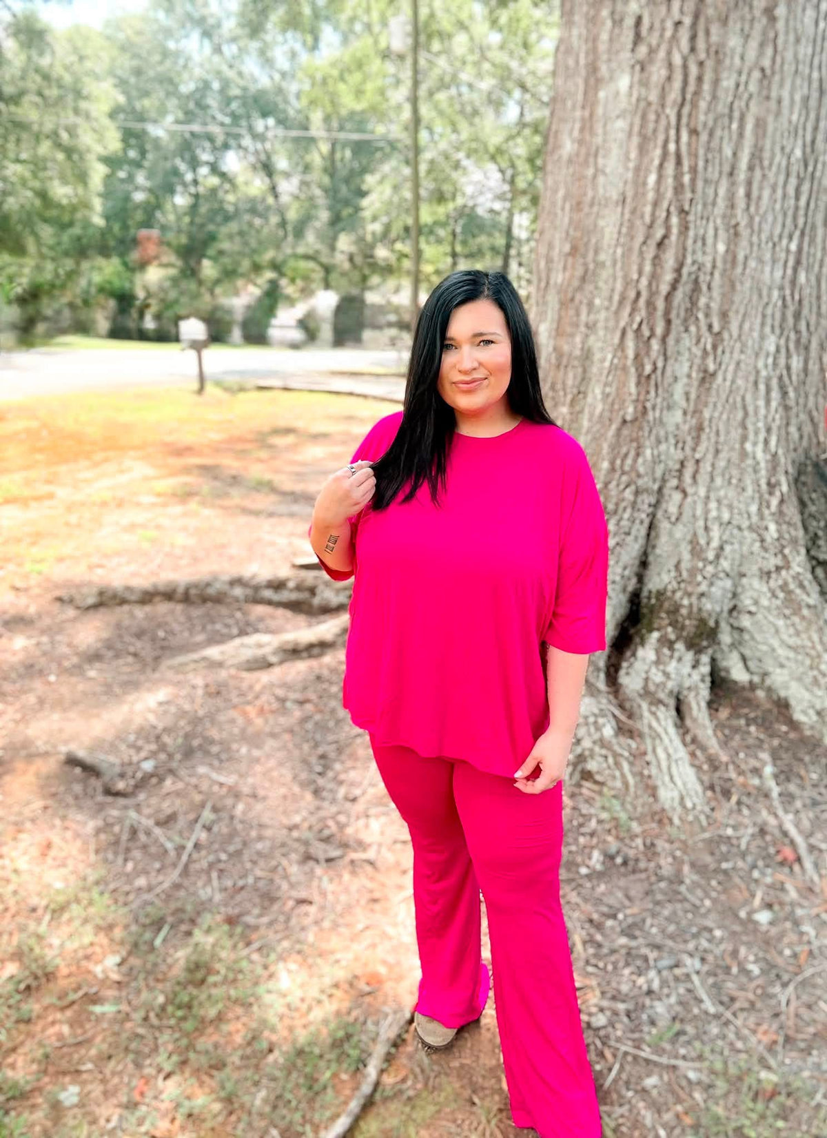 Flaming Fuchsia Womens Pant Set