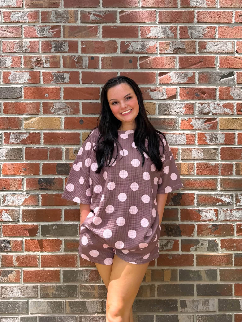 Cherry Truffle Waffle Knit Short Set
