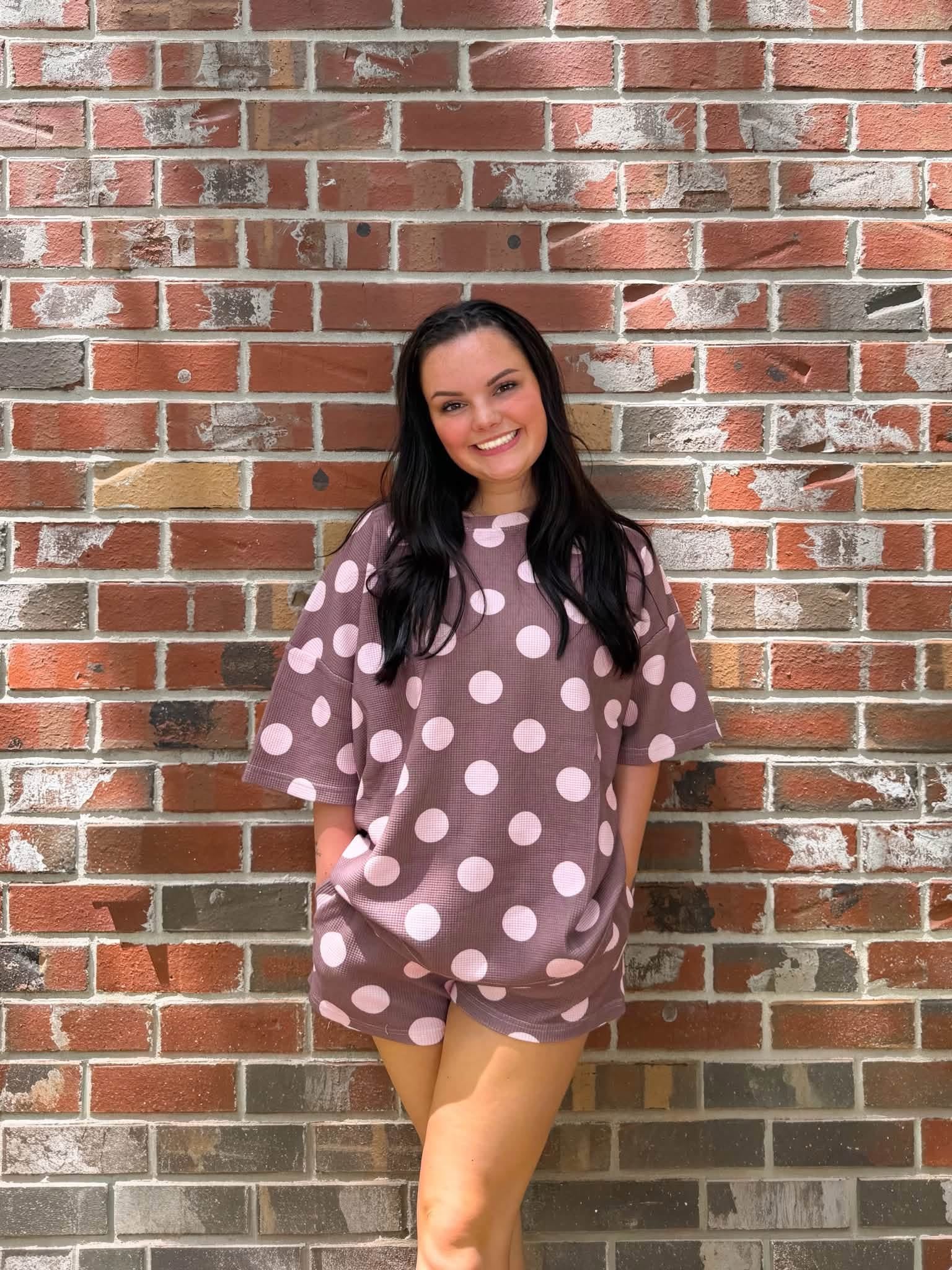 Cherry Truffle Waffle Knit Short Set