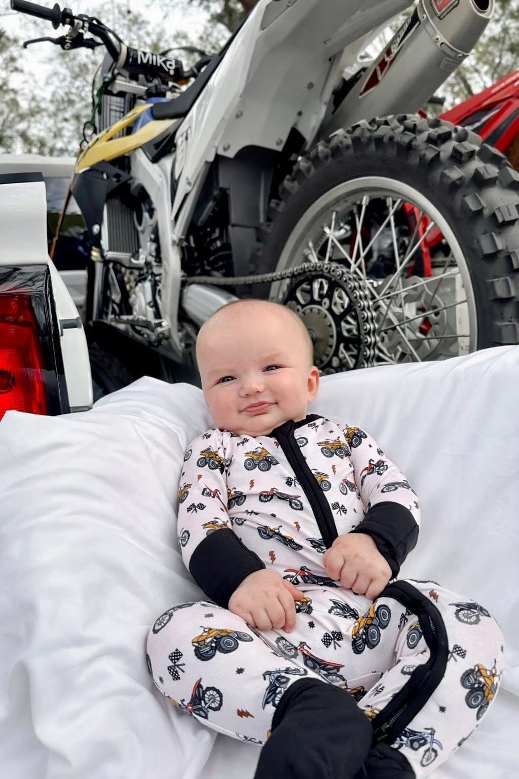 Moto Mayhem Double Zippy Romper