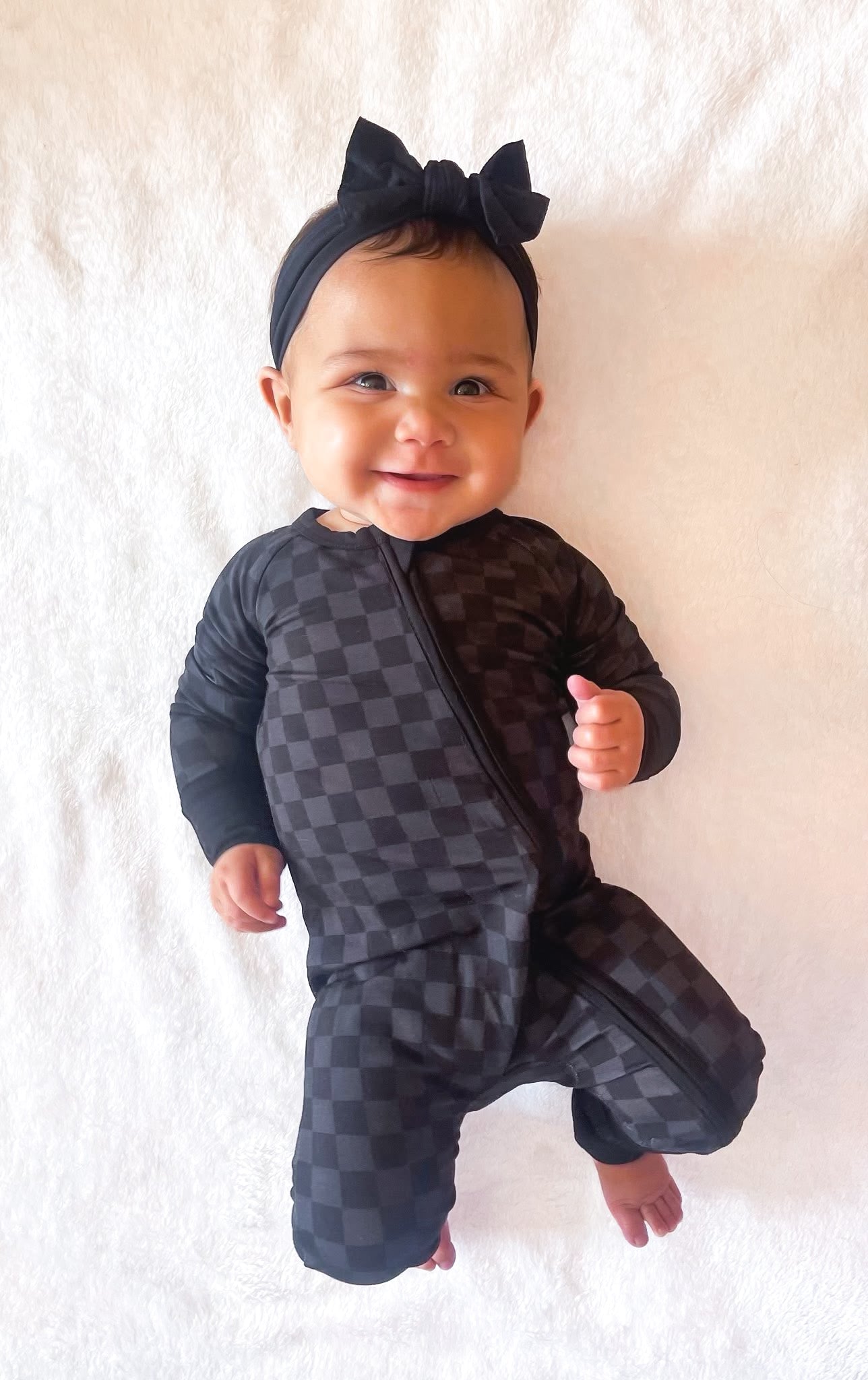 Midnight Checks Double Zippy Romper