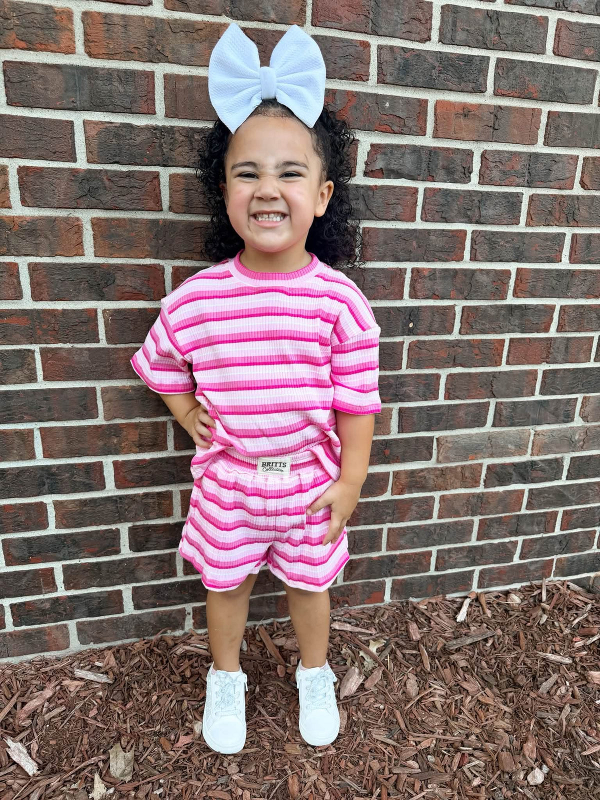 Strawberry Stripes Kids Ribbed Short Set