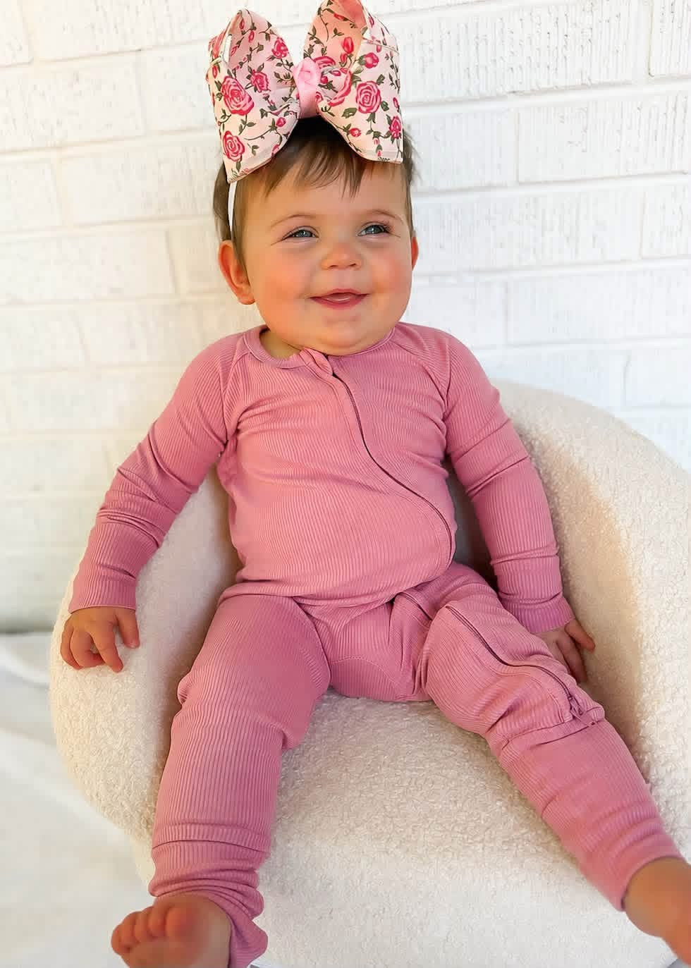 Dusty Rose Double Zippy Romper