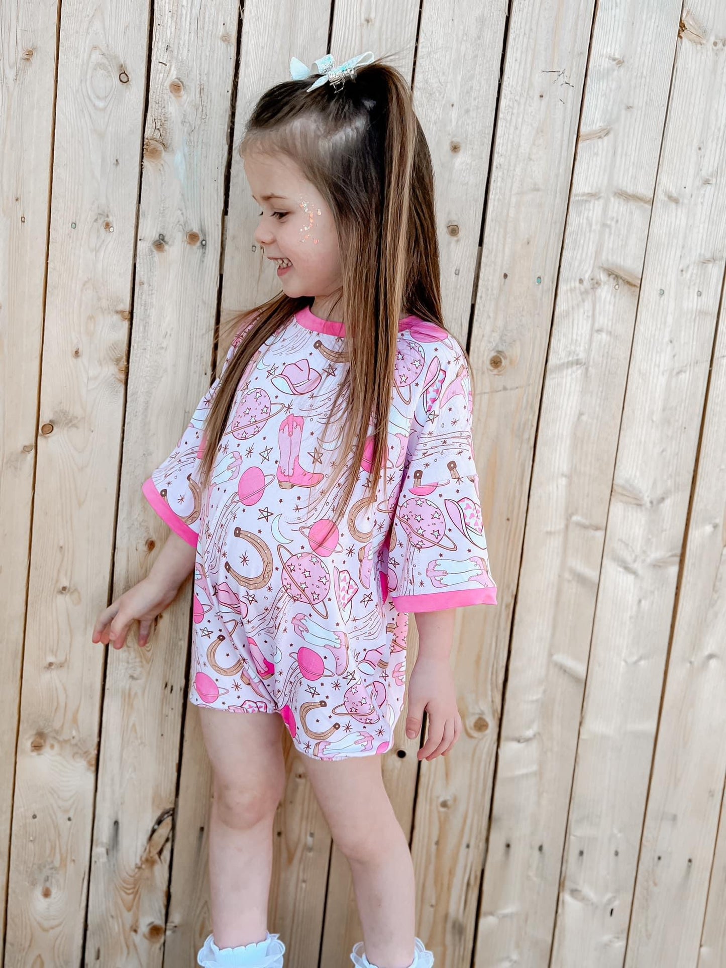 Cosmic Cowgirl Oversized Bubble Rompers