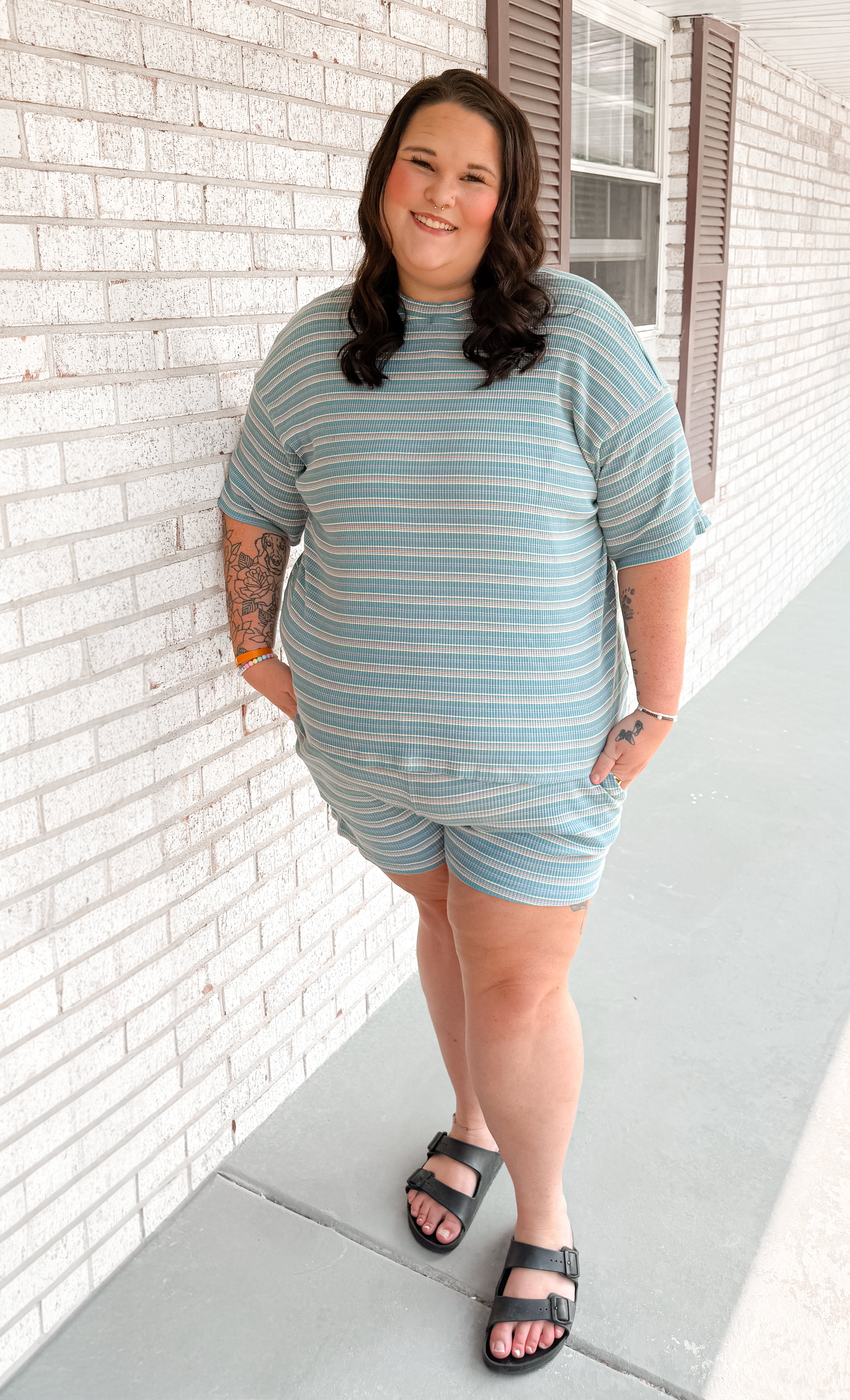 Harbor Haze Womens Ribbed short set