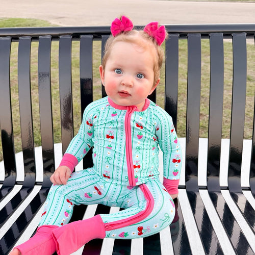 Berry Sweet Bows Double Zippy Romper