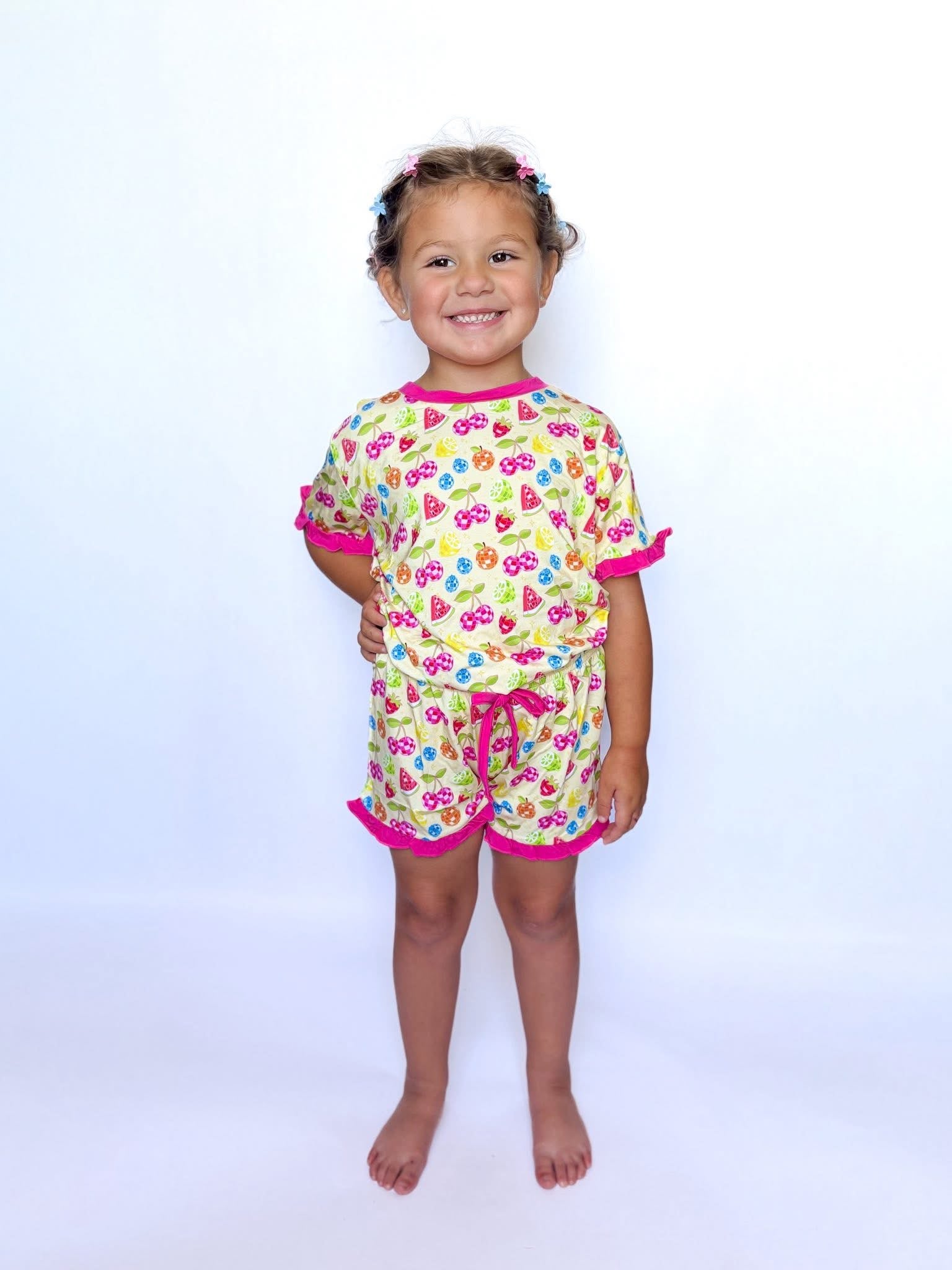 Disco Fruit Kids Ruffle Short Set