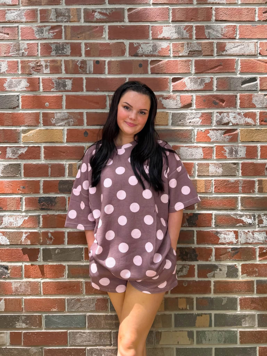 Cherry Truffle Waffle Knit Short Set