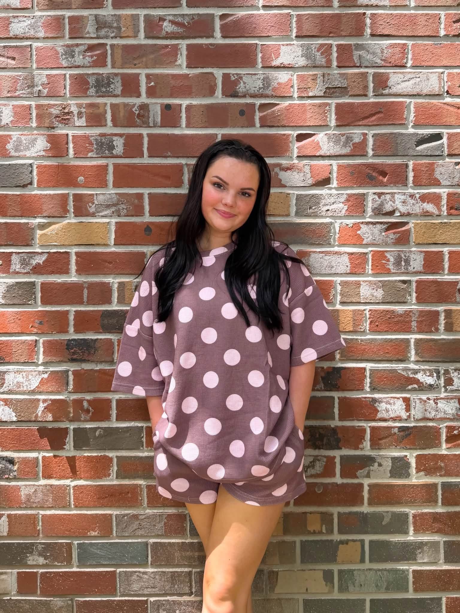 Cherry Truffle Waffle Knit Short Set