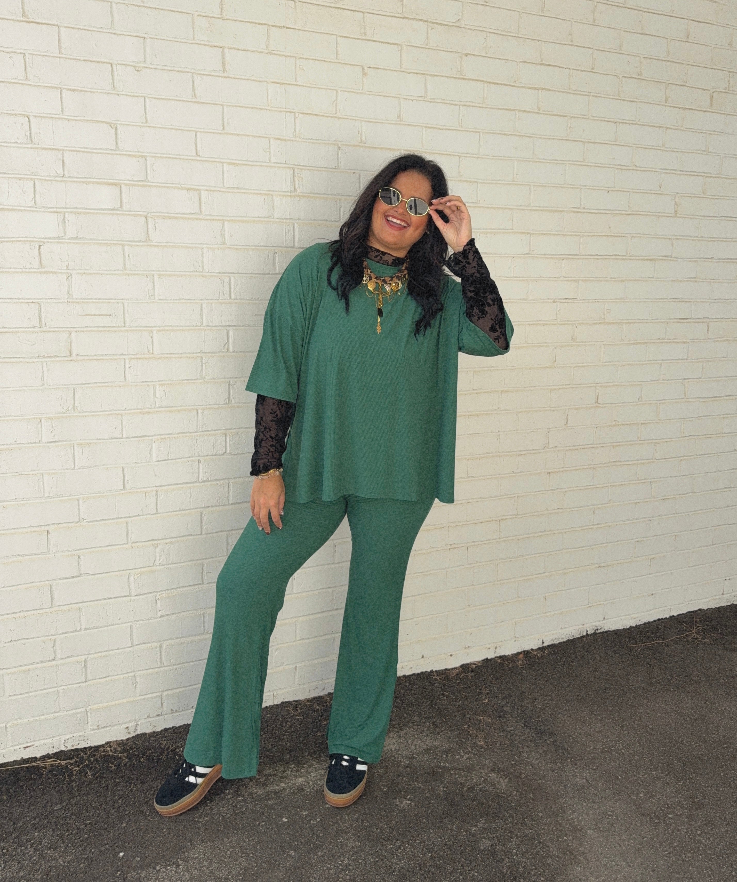 Evergreen Womens Ribbed Daywear Pant Set