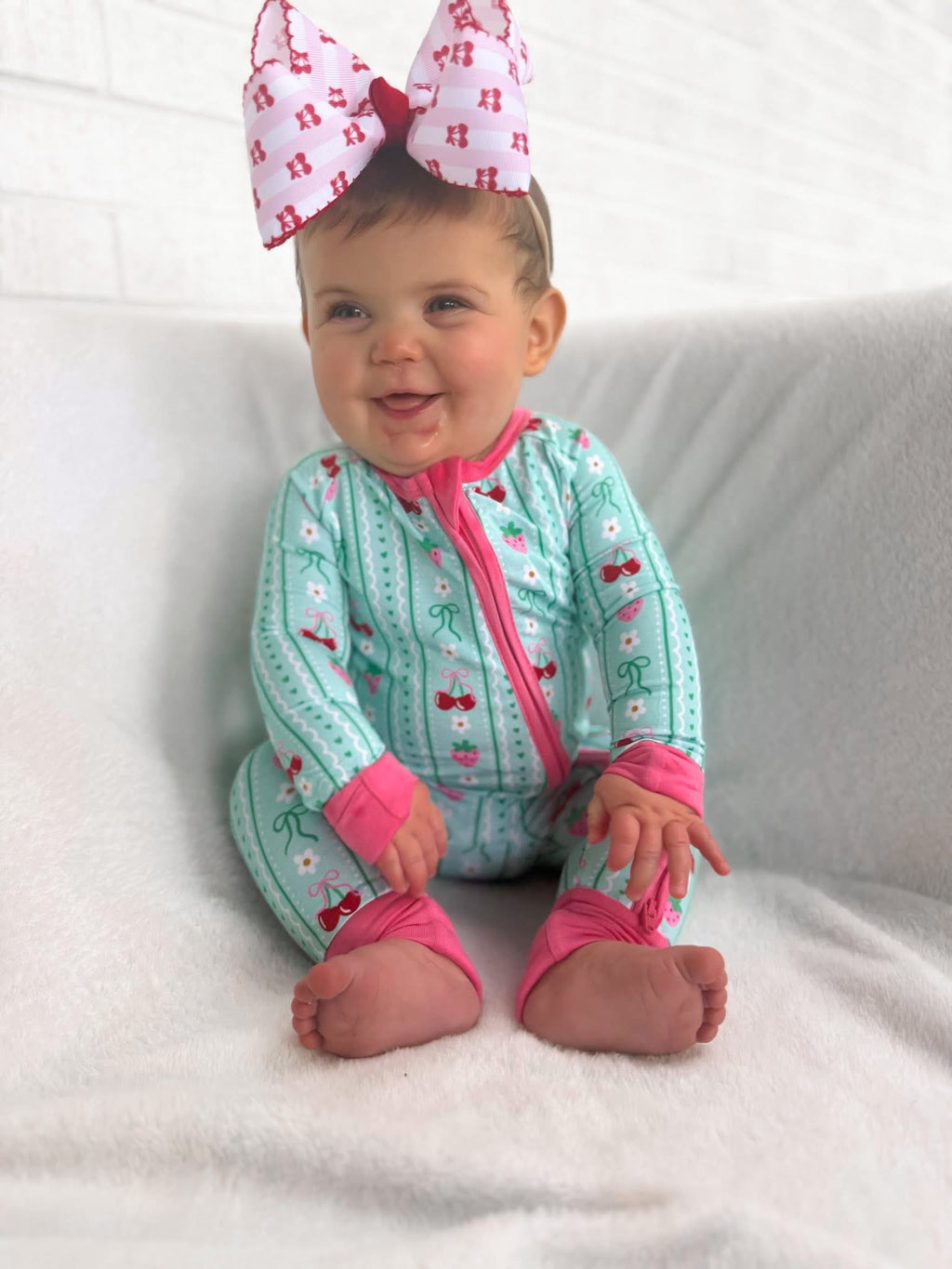 Berry Sweet Bows Double Zippy Romper
