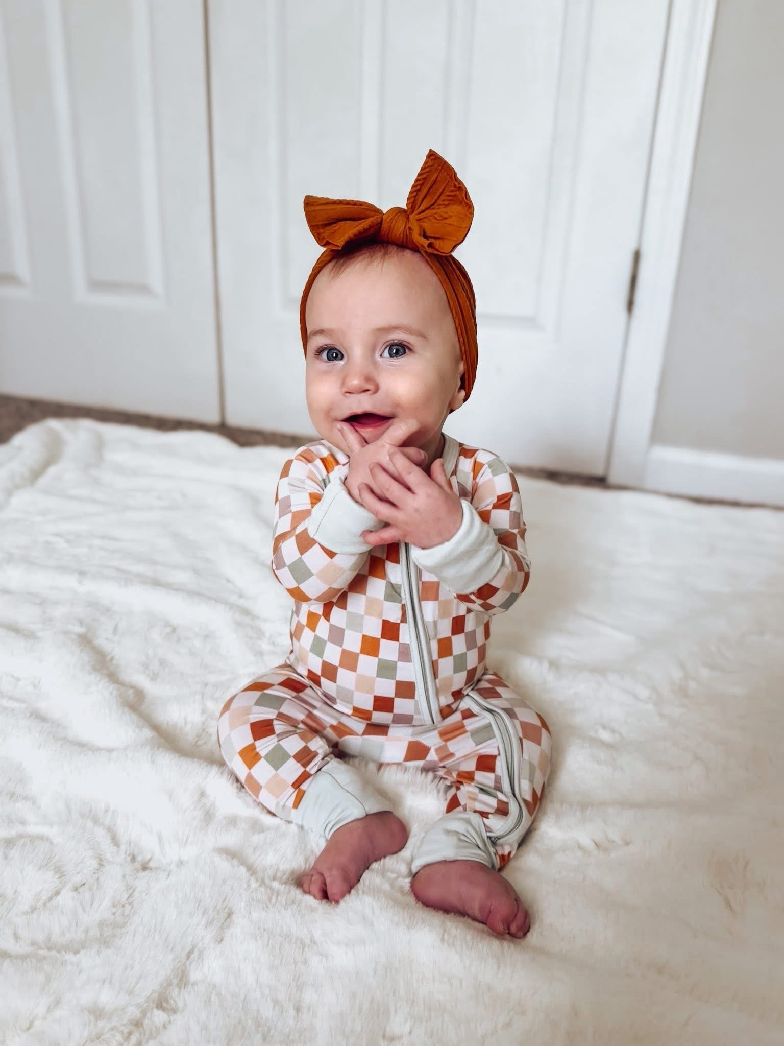 Harvest Checks Double Zippy Romper