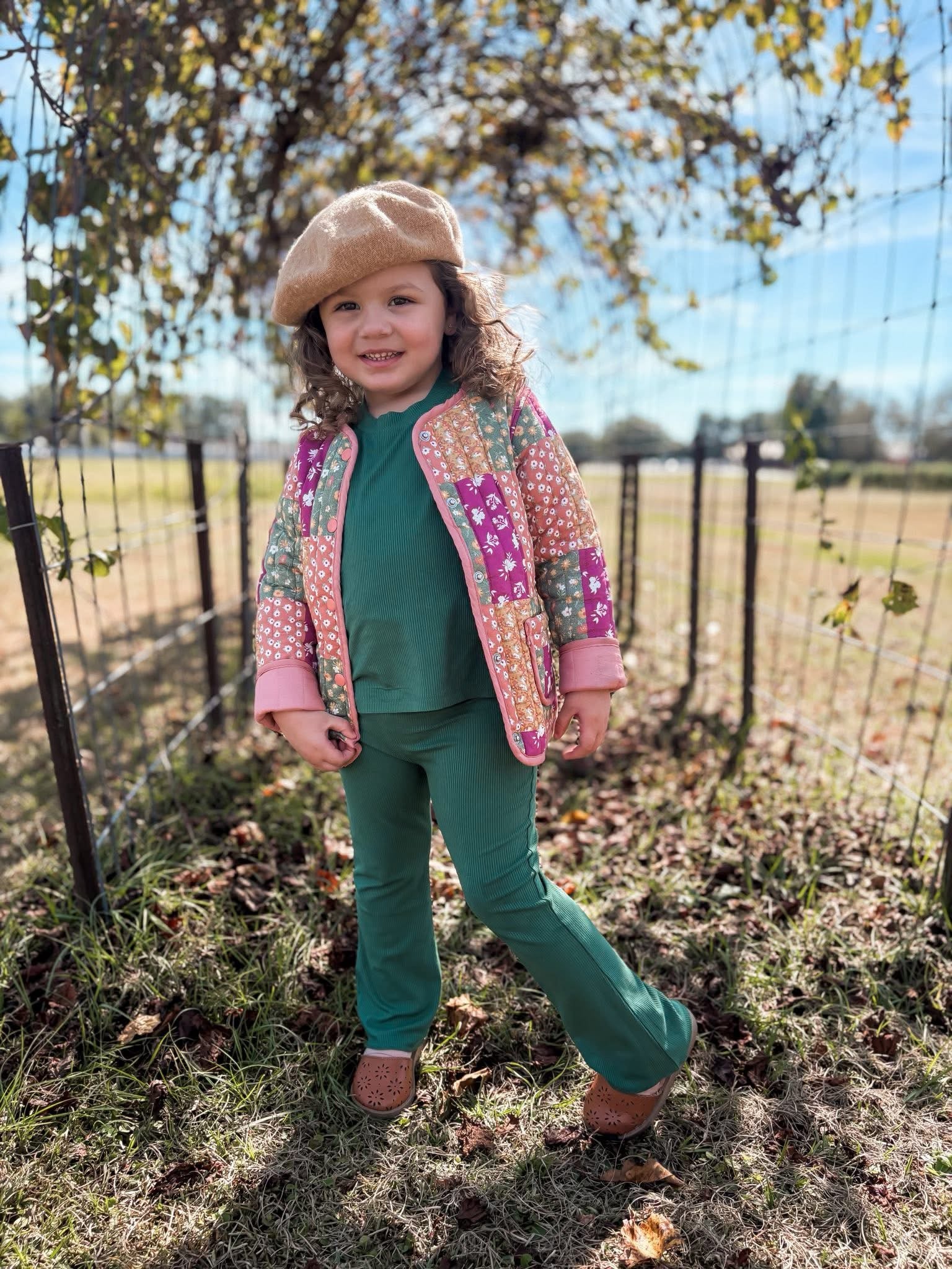 Evergreen Ribbed Kids Daywear Pant Set