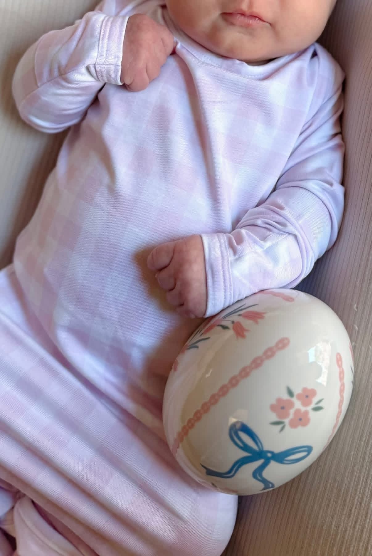 Pink Gingham Knotted Gown/Hat