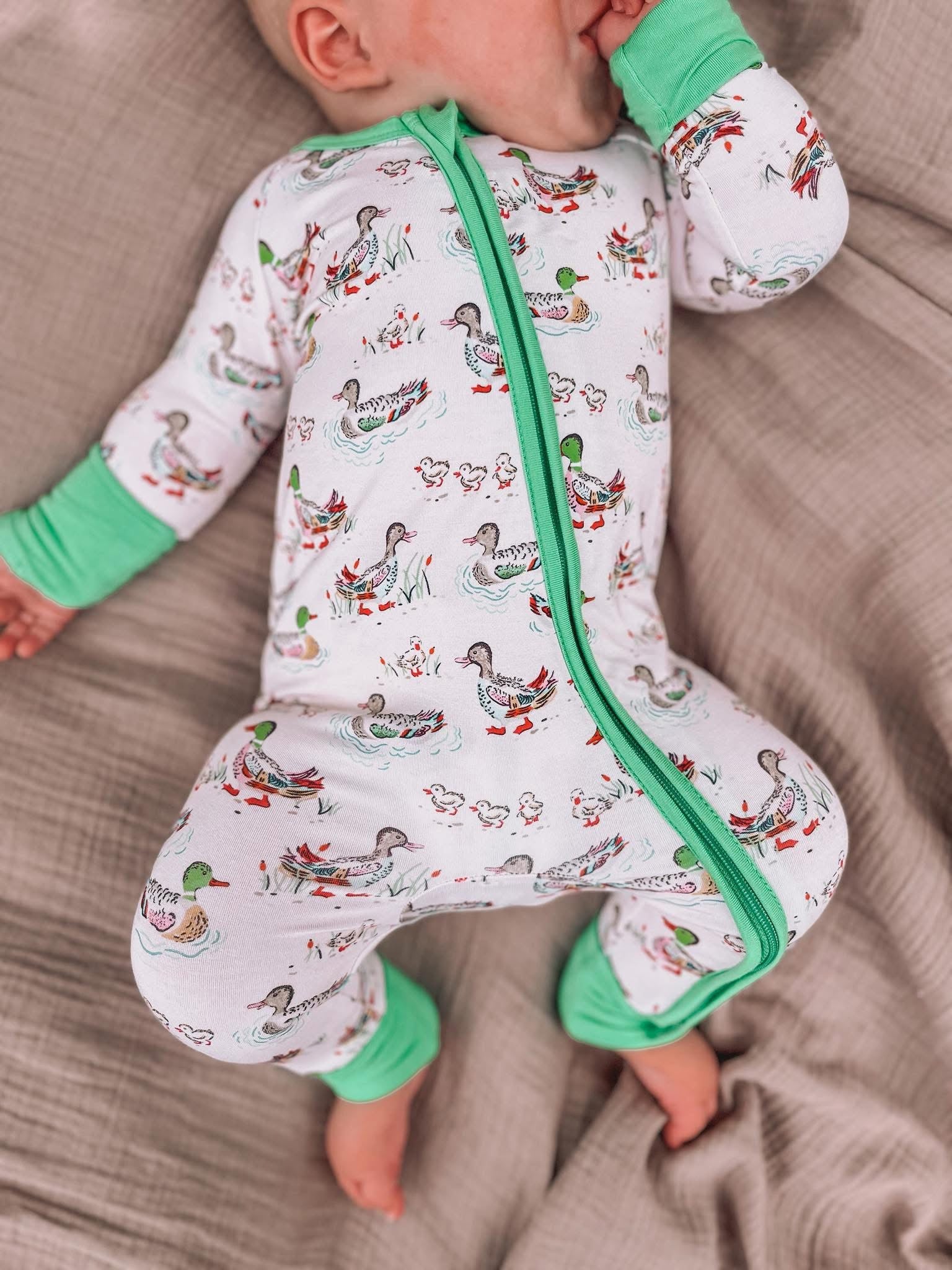 Watercolor Ducks Double Zippy Romper