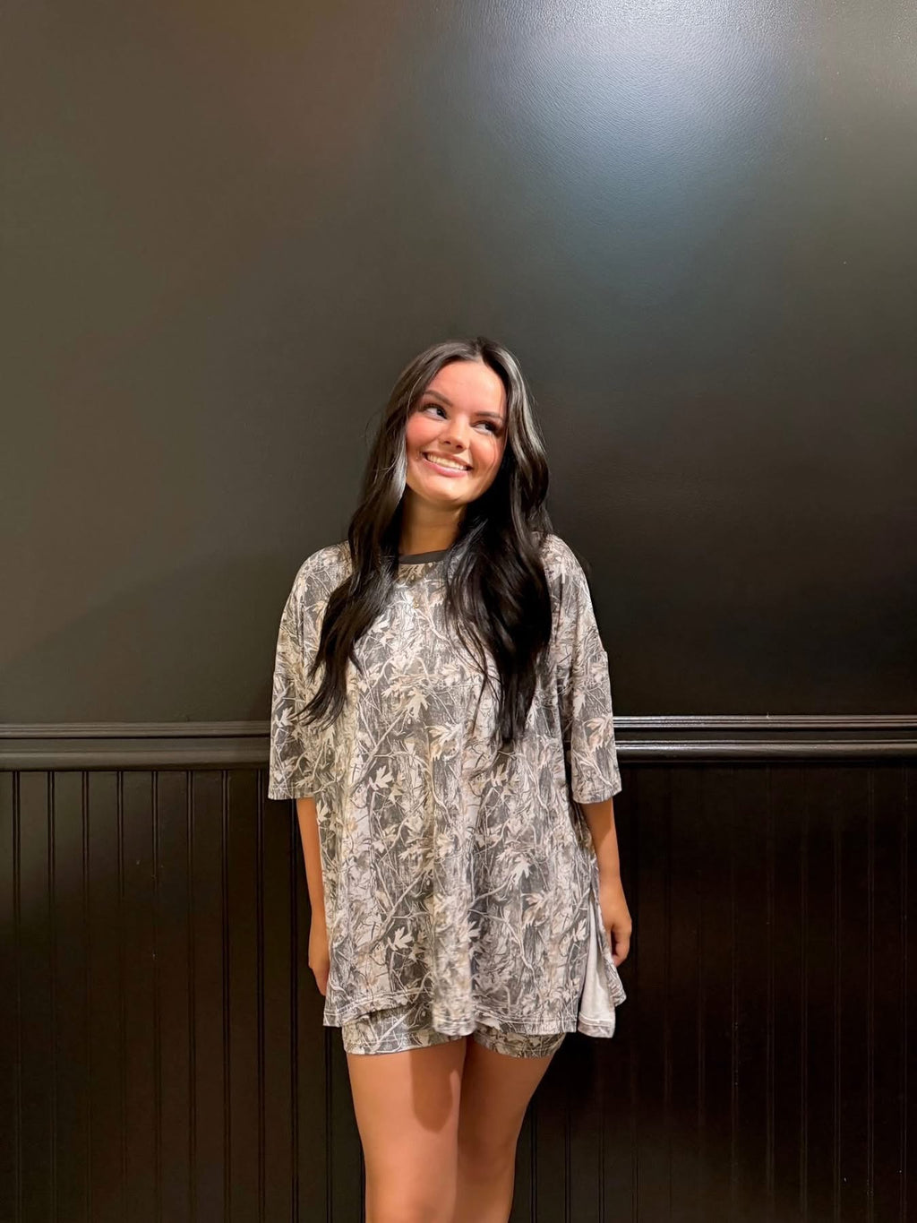 Snow Camo Womens Biker Short Set