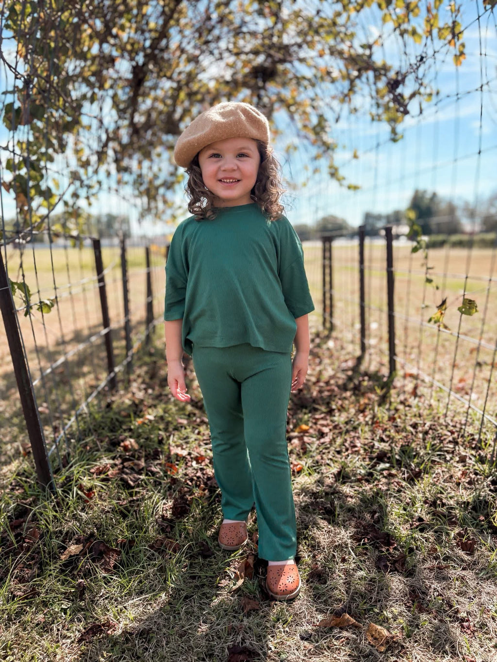 Evergreen Ribbed Kids Daywear Pant Set