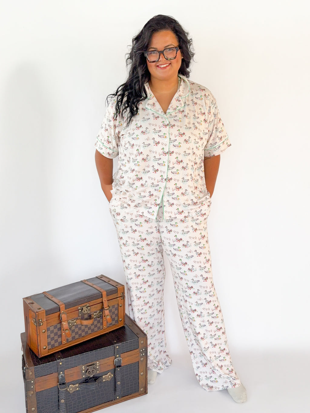 Watercolor Ducks Womens Pant Set