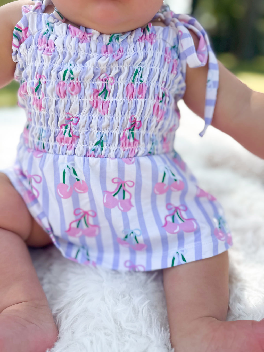 Coquette Cherries Smocked Twirl Romper