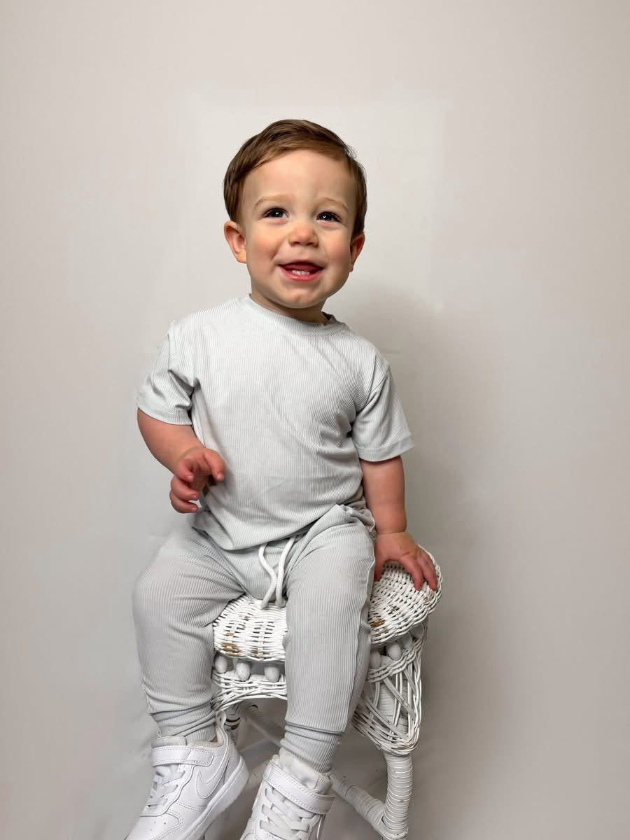 Platinum Silver Ribbed Oversized Tee