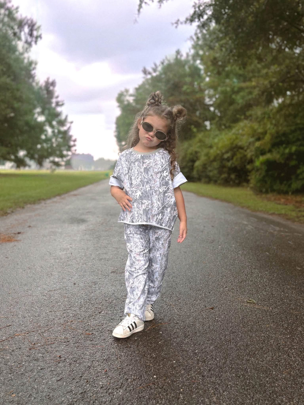 Snow Camo Kids Barrel Pant Set