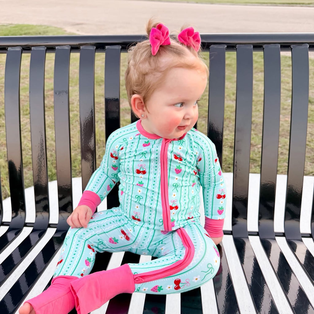 Berry Sweet Bows Double Zippy Romper