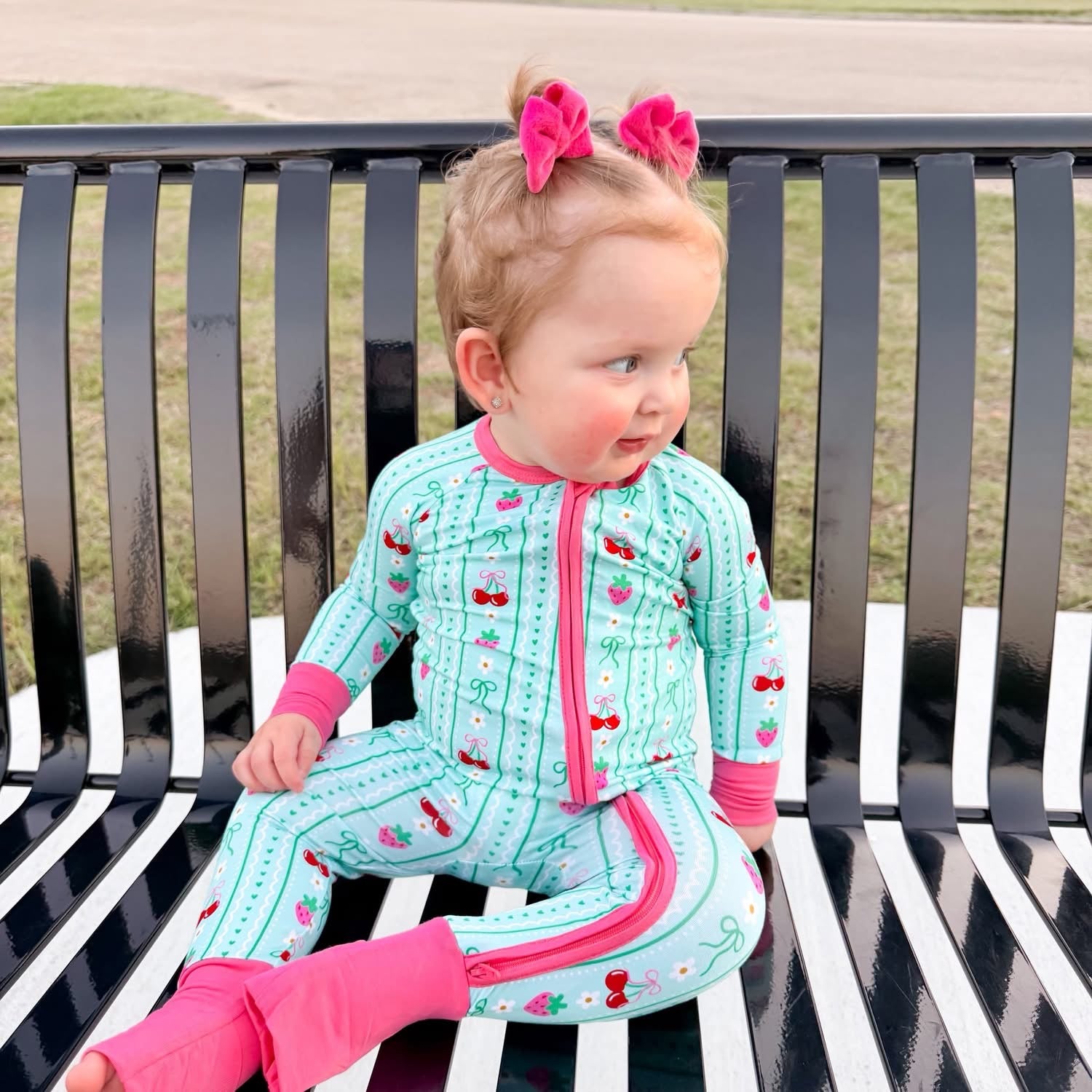 Berry Sweet Bows Double Zippy Romper
