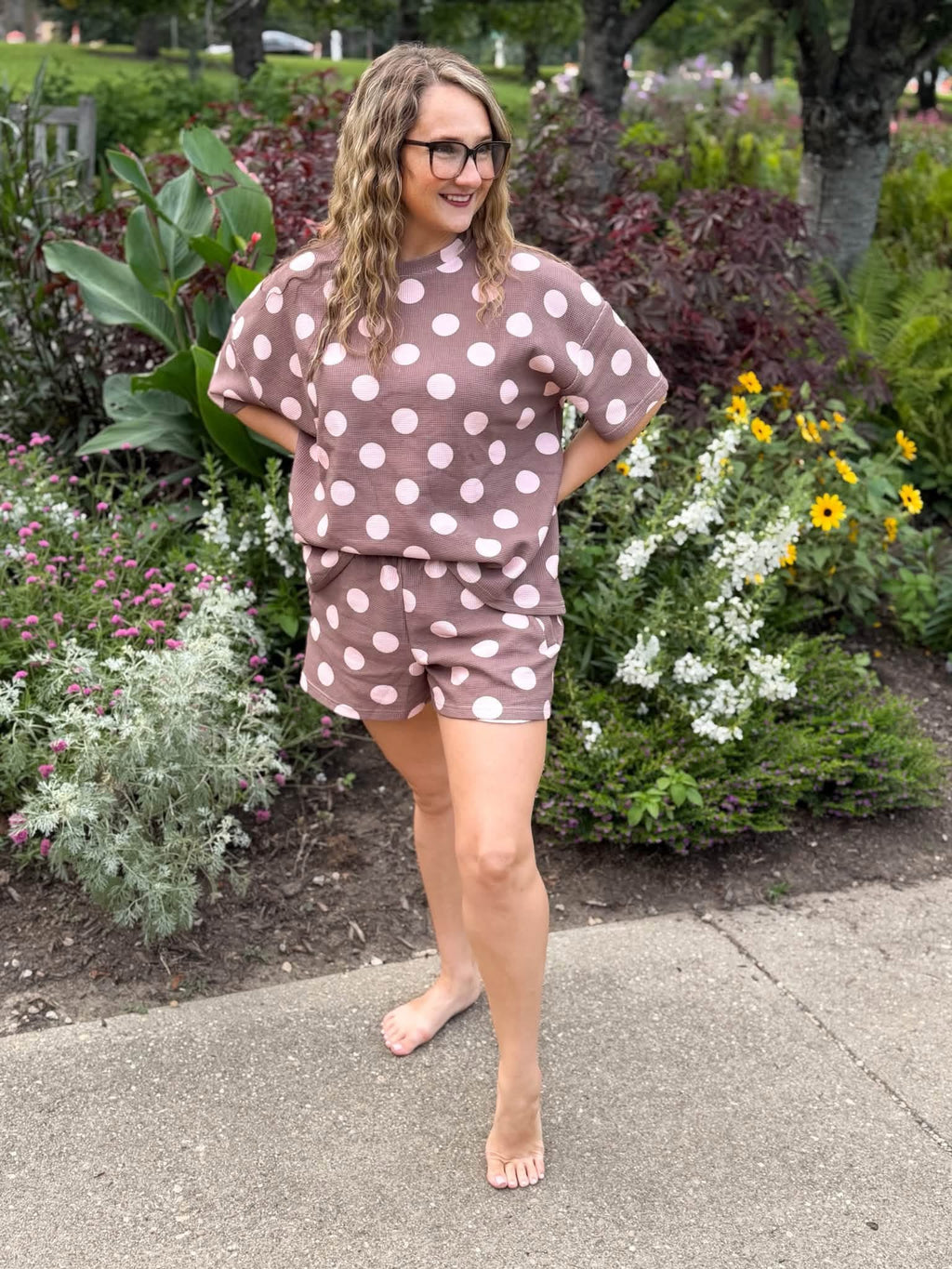 Cherry Truffle Waffle Knit Short Set