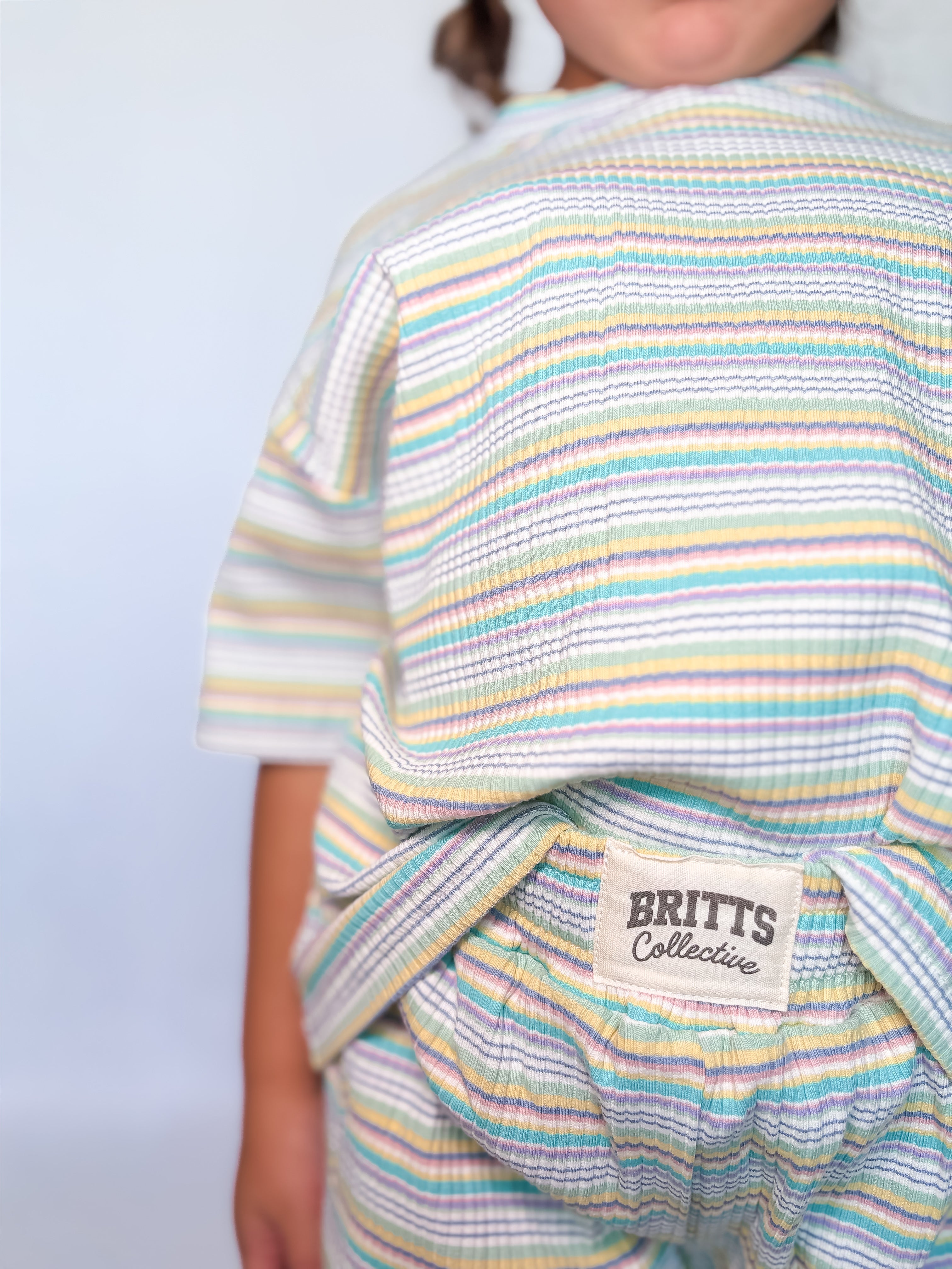 Muted Summer Kids ribbed knit short set