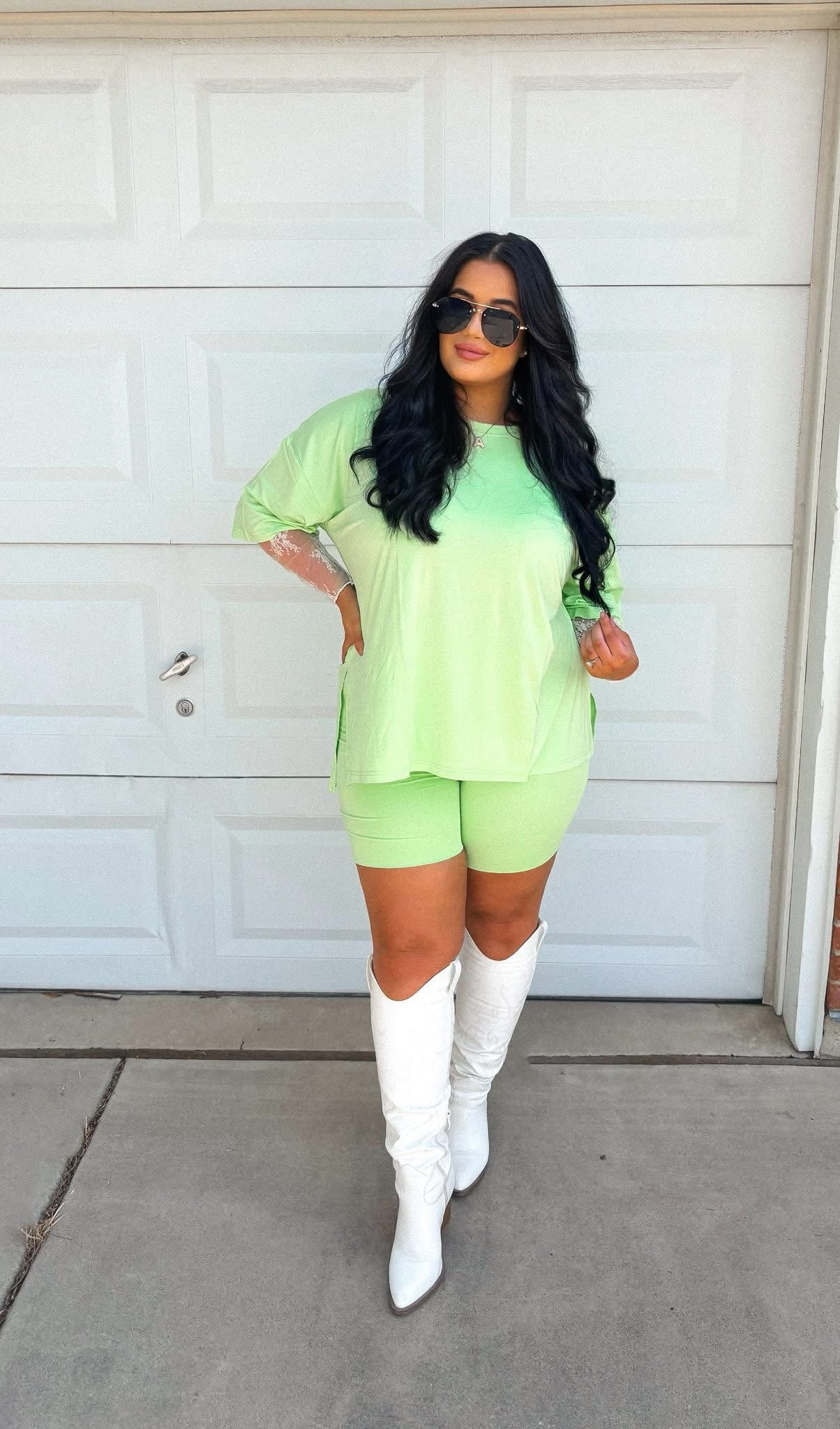 Keylime Pie Womens Oversized Biker Short Set
