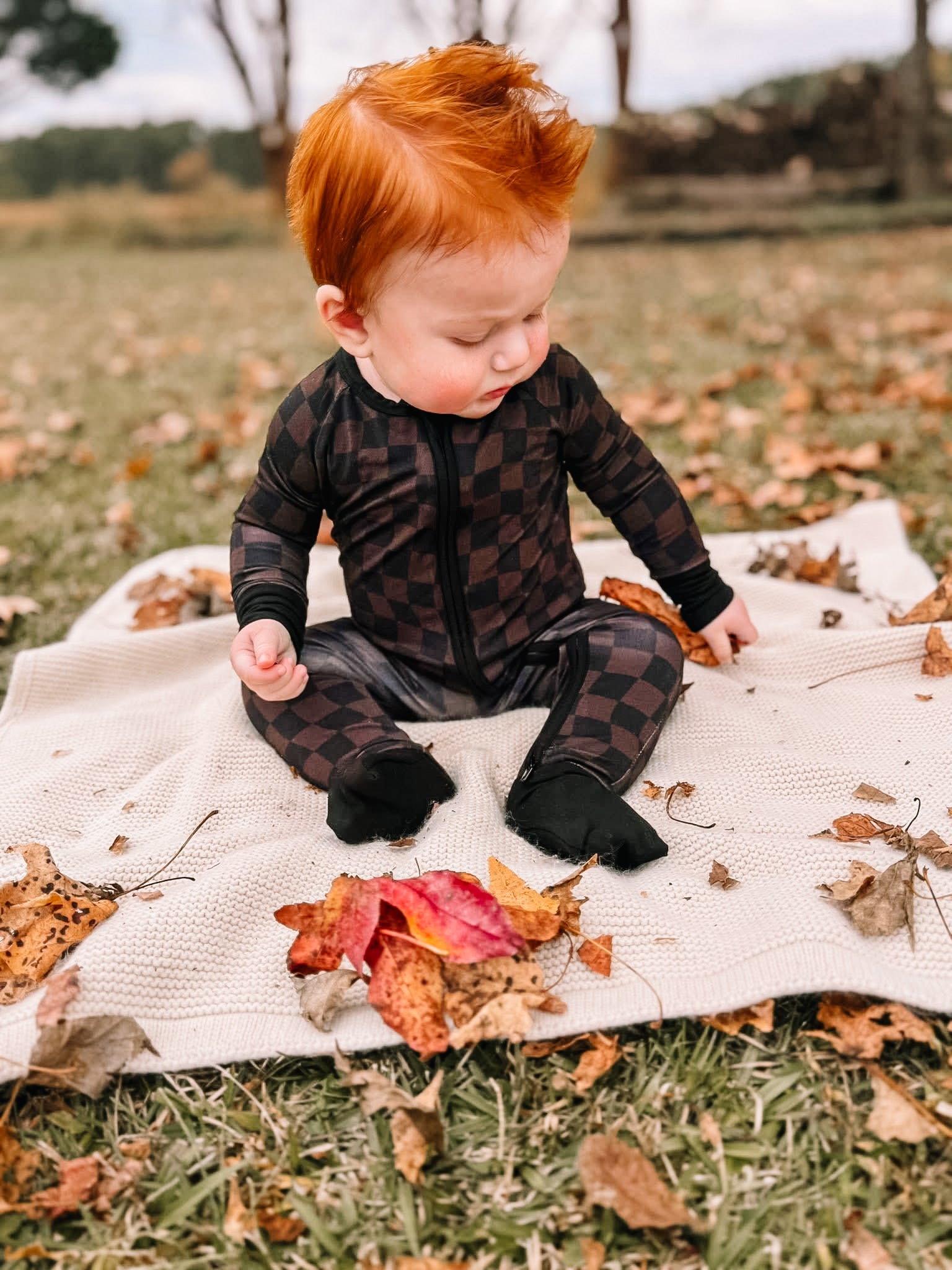 Mocha Waves Double Zippy Romper