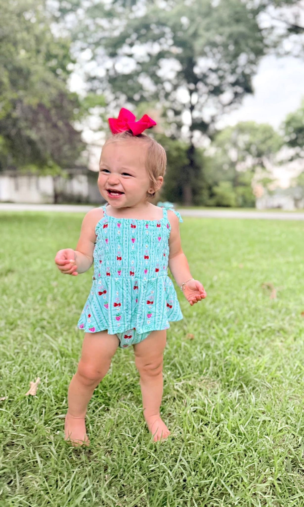 Berry Sweet Bows Smocked Twirl Romper